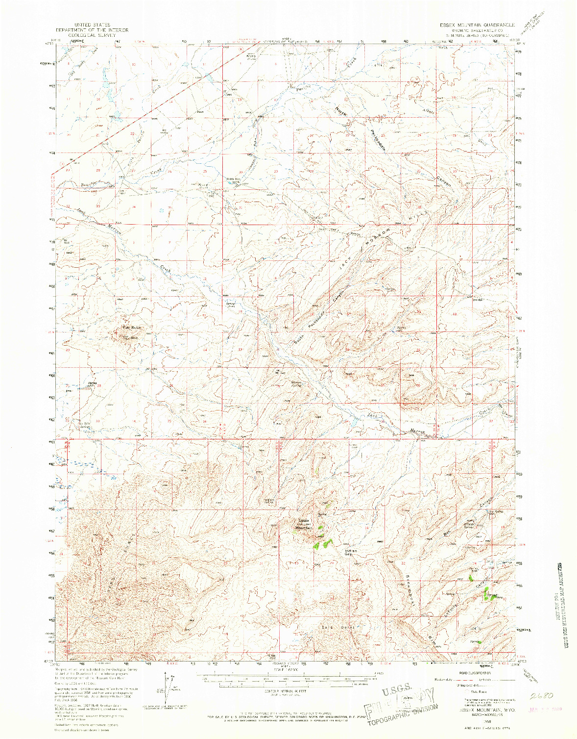 USGS 1:62500-SCALE QUADRANGLE FOR ESSEX MOUNTAIN, WY 1958