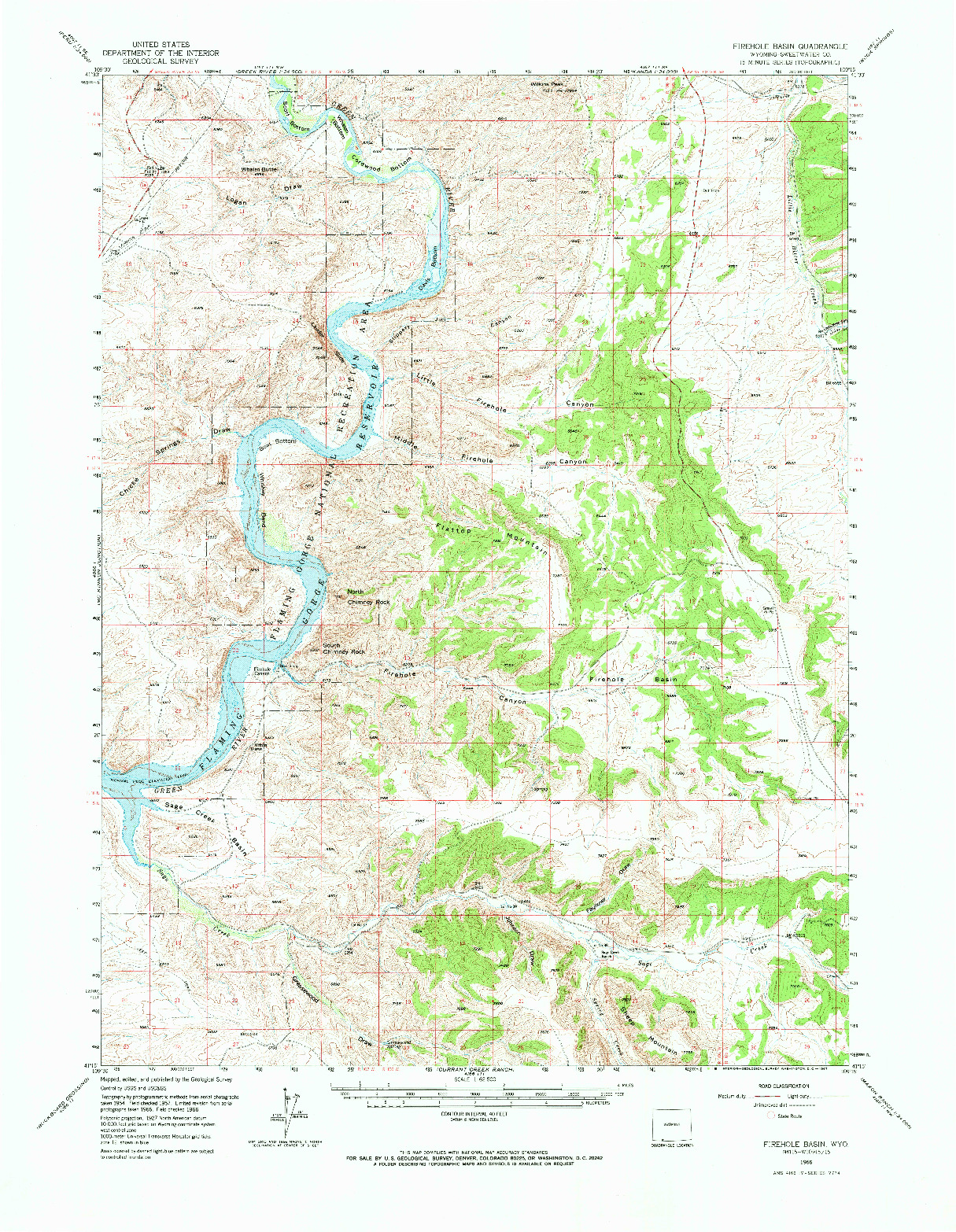 USGS 1:62500-SCALE QUADRANGLE FOR FIREHOLE BASIN, WY 1966