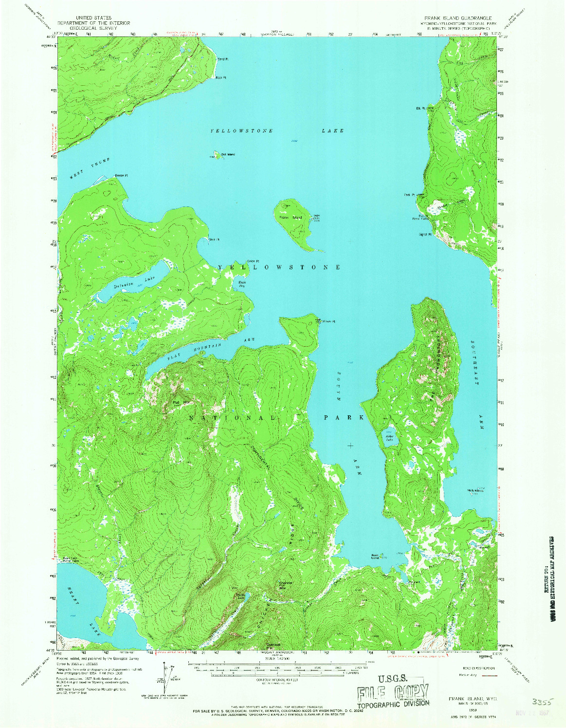 USGS 1:62500-SCALE QUADRANGLE FOR FRANK ISLAND, WY 1959