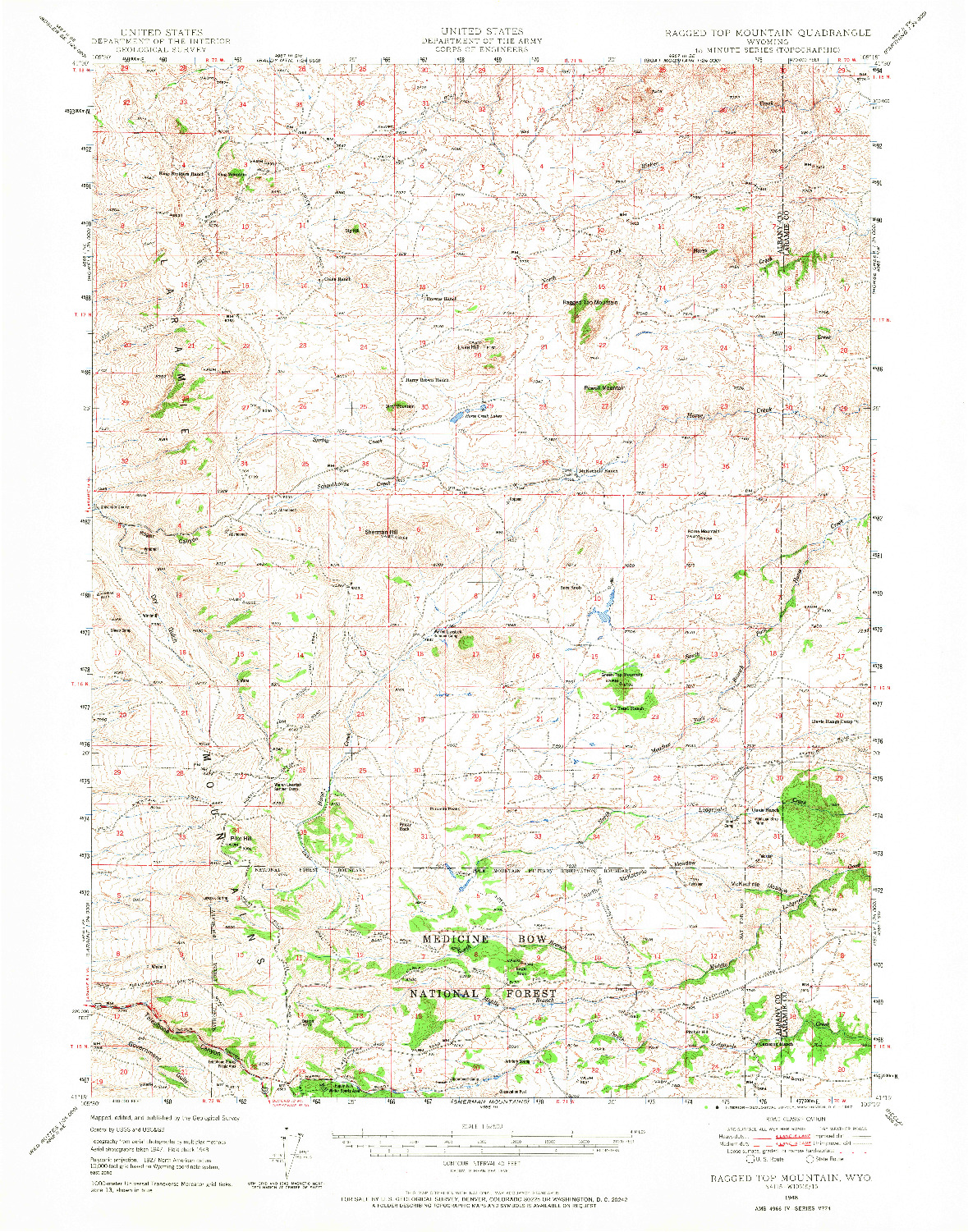 USGS 1:62500-SCALE QUADRANGLE FOR RAGGED TOP MOUNTAIN, WY 1948