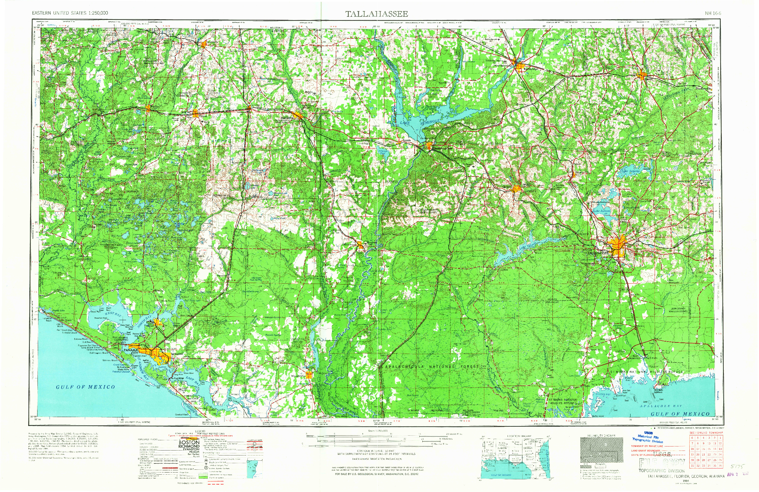 USGS 1:250000-SCALE QUADRANGLE FOR TALLAHASSEE, FL 1954