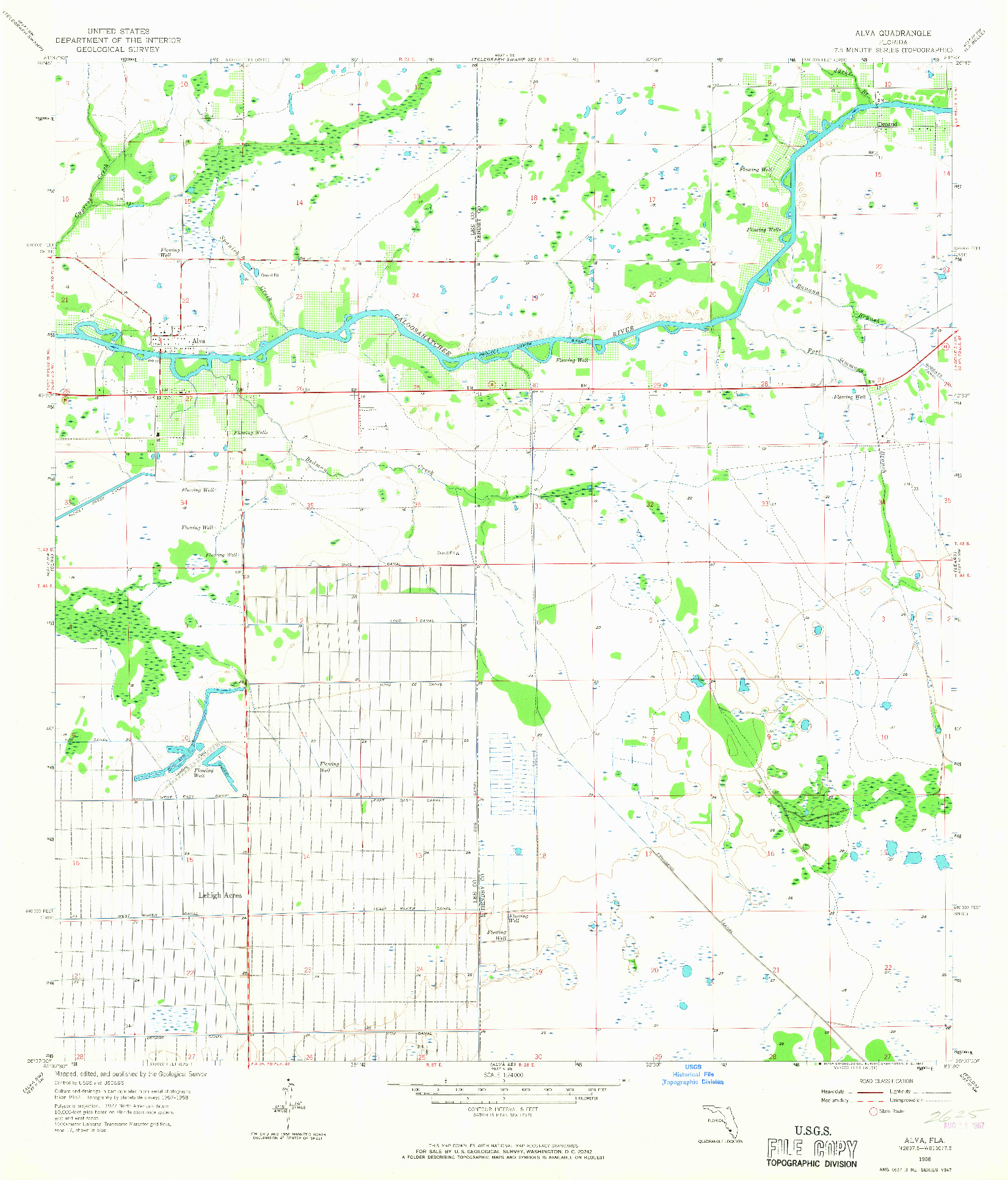 USGS 1:24000-SCALE QUADRANGLE FOR ALVA, FL 1958