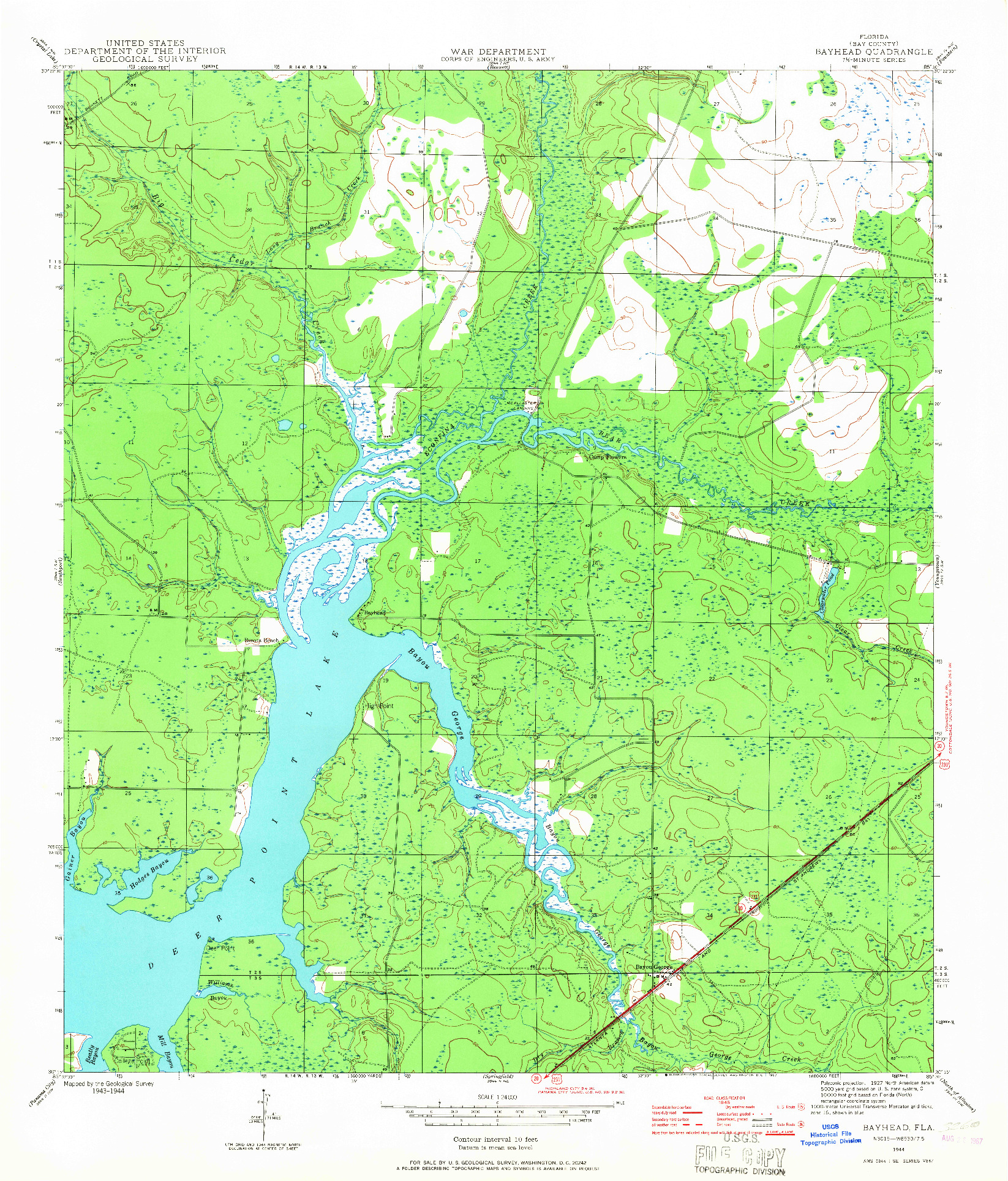 USGS 1:24000-SCALE QUADRANGLE FOR BAYHEAD, FL 1944