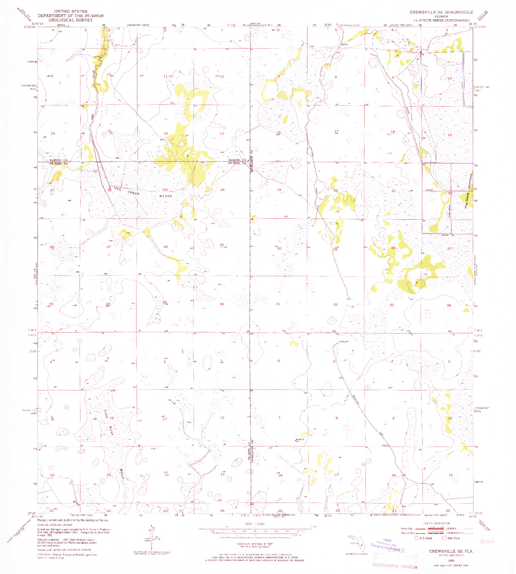 USGS 1:24000-SCALE QUADRANGLE FOR CREWSVILLE SE, FL 1953