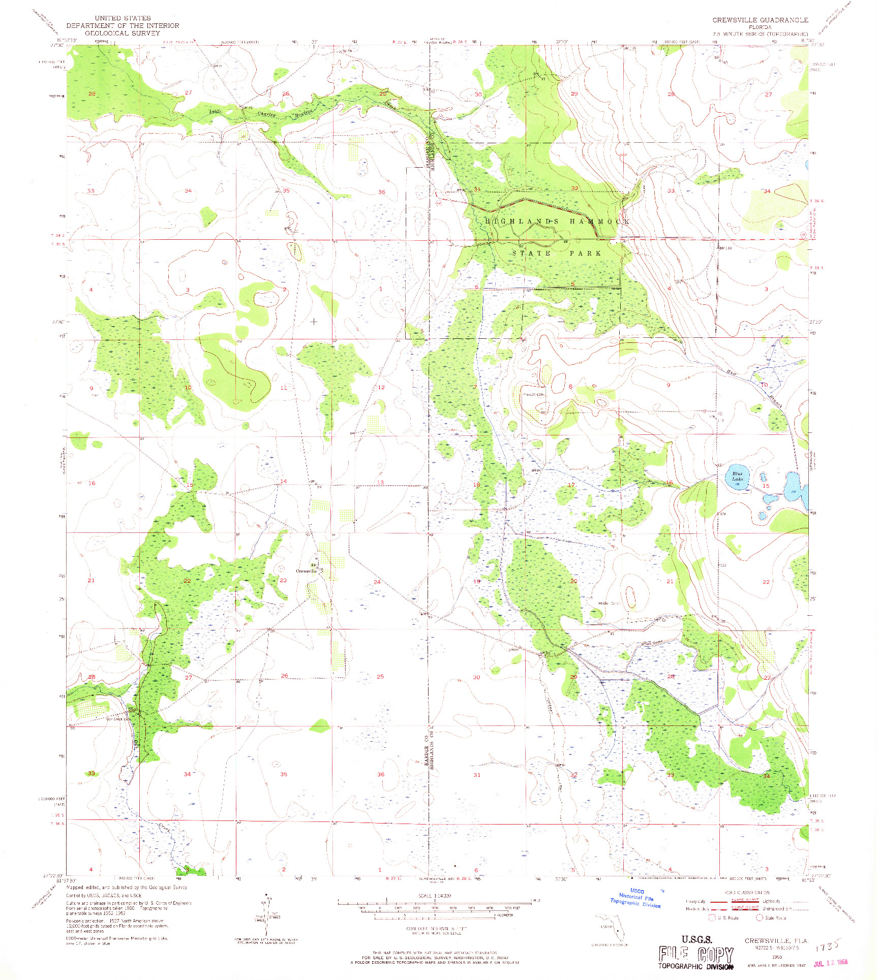 USGS 1:24000-SCALE QUADRANGLE FOR CREWSVILLE, FL 1953