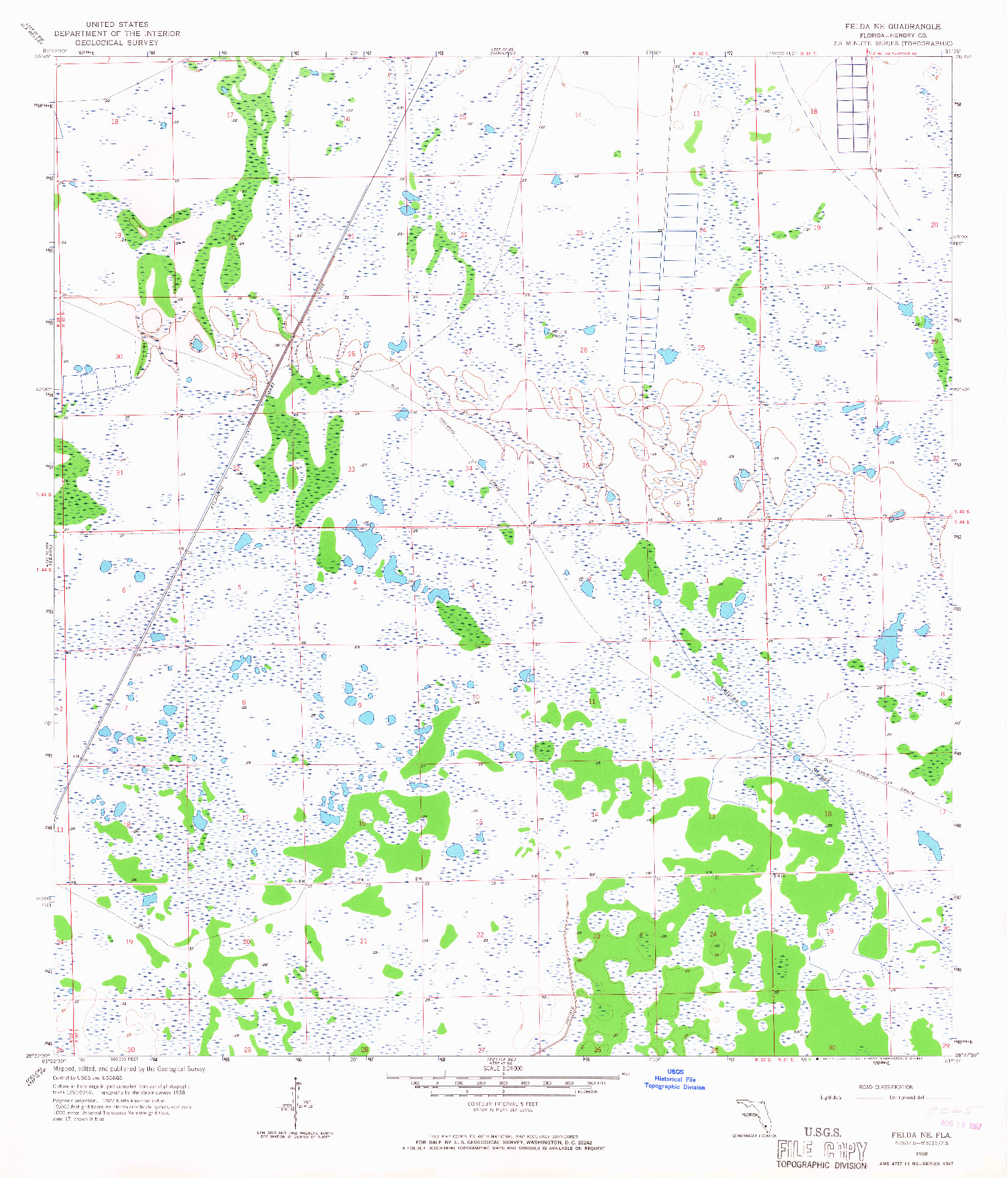 USGS 1:24000-SCALE QUADRANGLE FOR FELDA NE, FL 1958