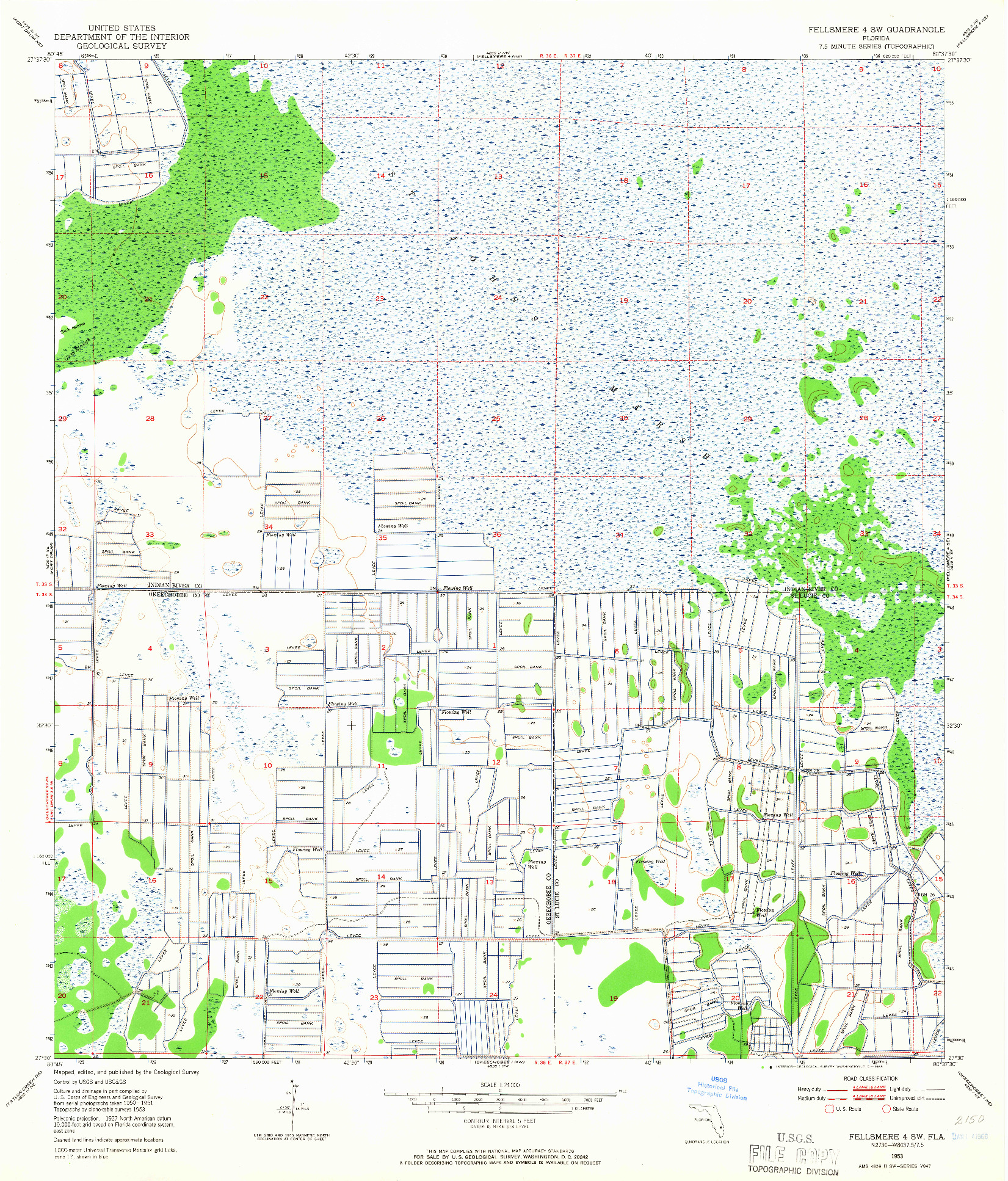 USGS 1:24000-SCALE QUADRANGLE FOR FELLSMERE 4 SW, FL 1953