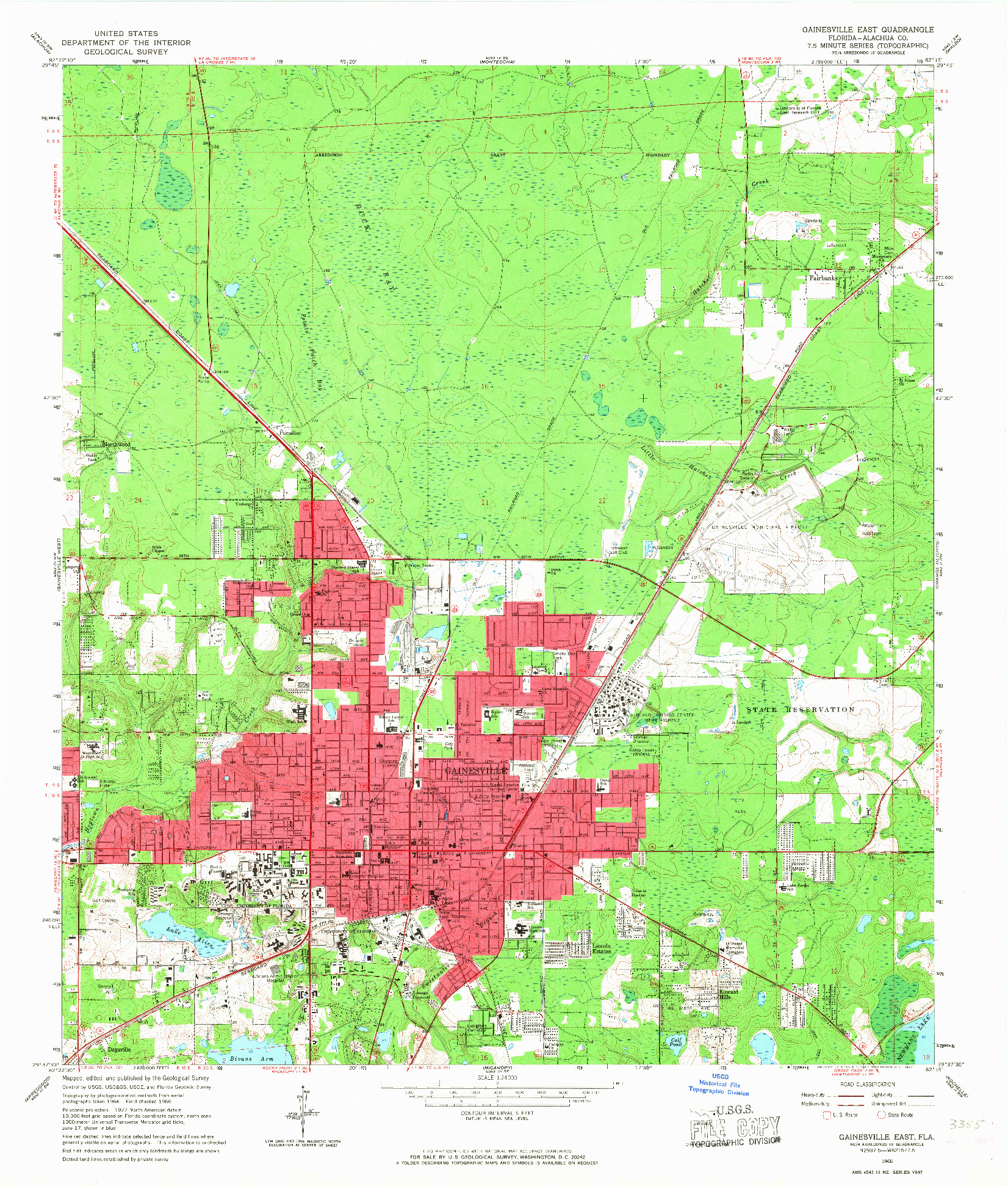 USGS 1:24000-SCALE QUADRANGLE FOR GAINESVILLE EAST, FL 1966