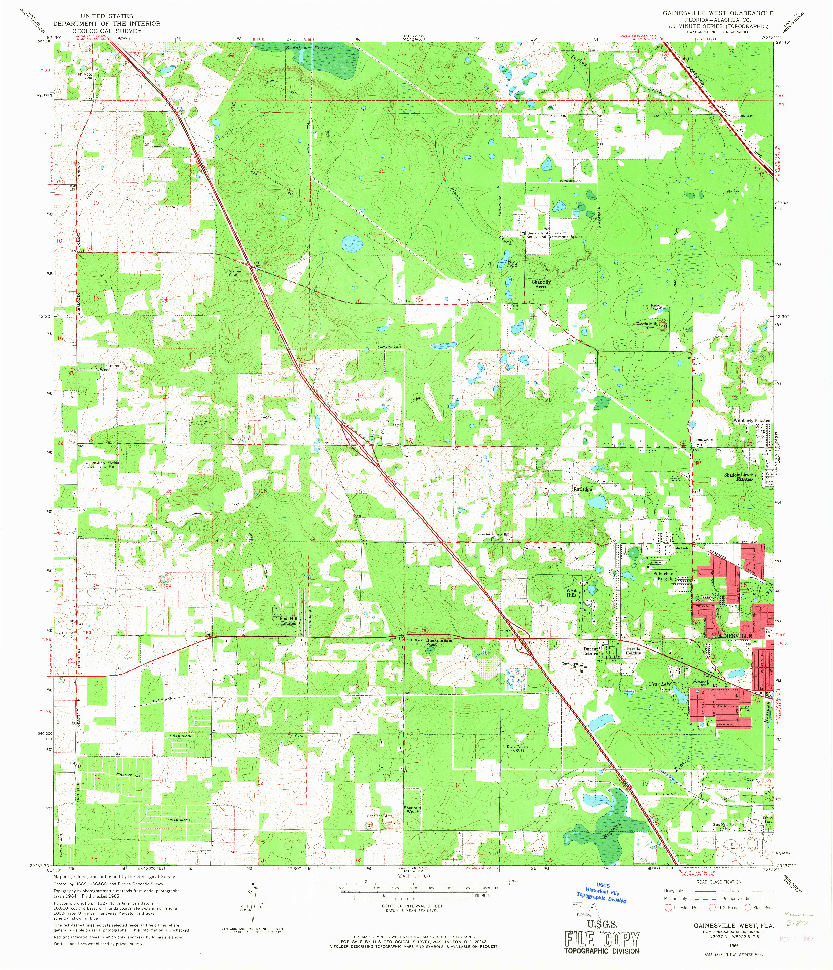 USGS 1:24000-SCALE QUADRANGLE FOR GAINESVILLE WEST, FL 1966