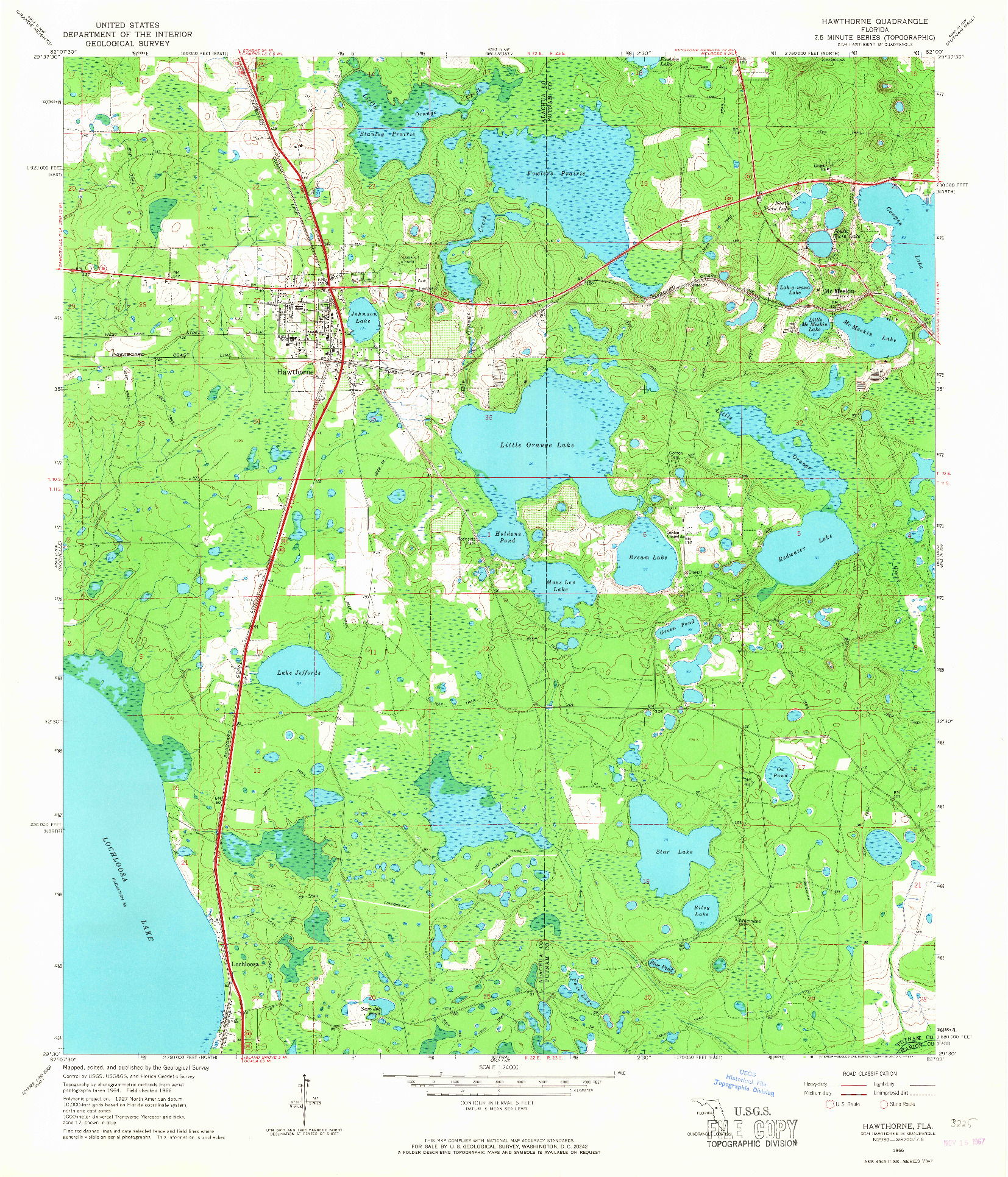 USGS 1:24000-SCALE QUADRANGLE FOR HAWTHORNE, FL 1966