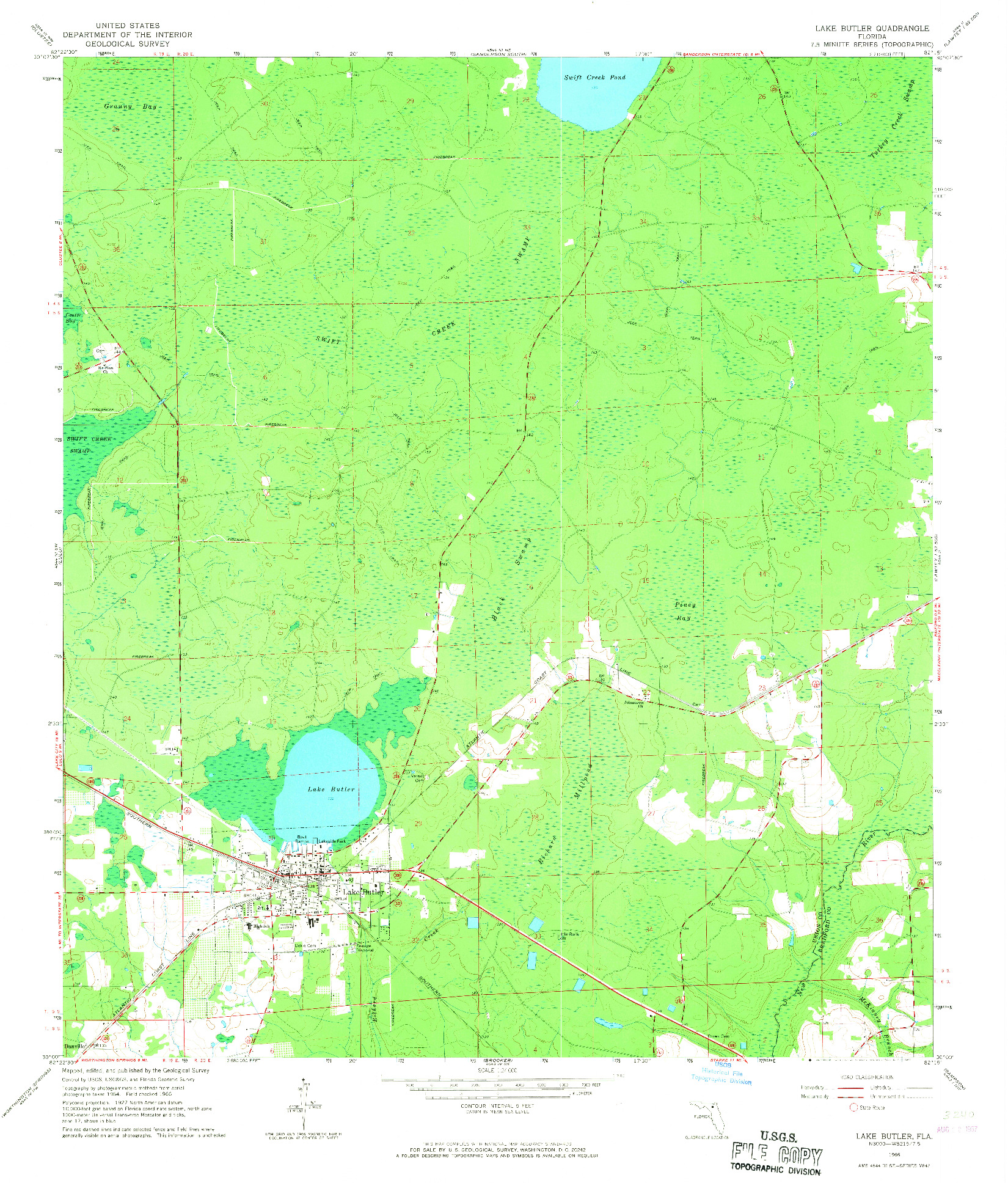 USGS 1:24000-SCALE QUADRANGLE FOR LAKE BUTLER, FL 1966