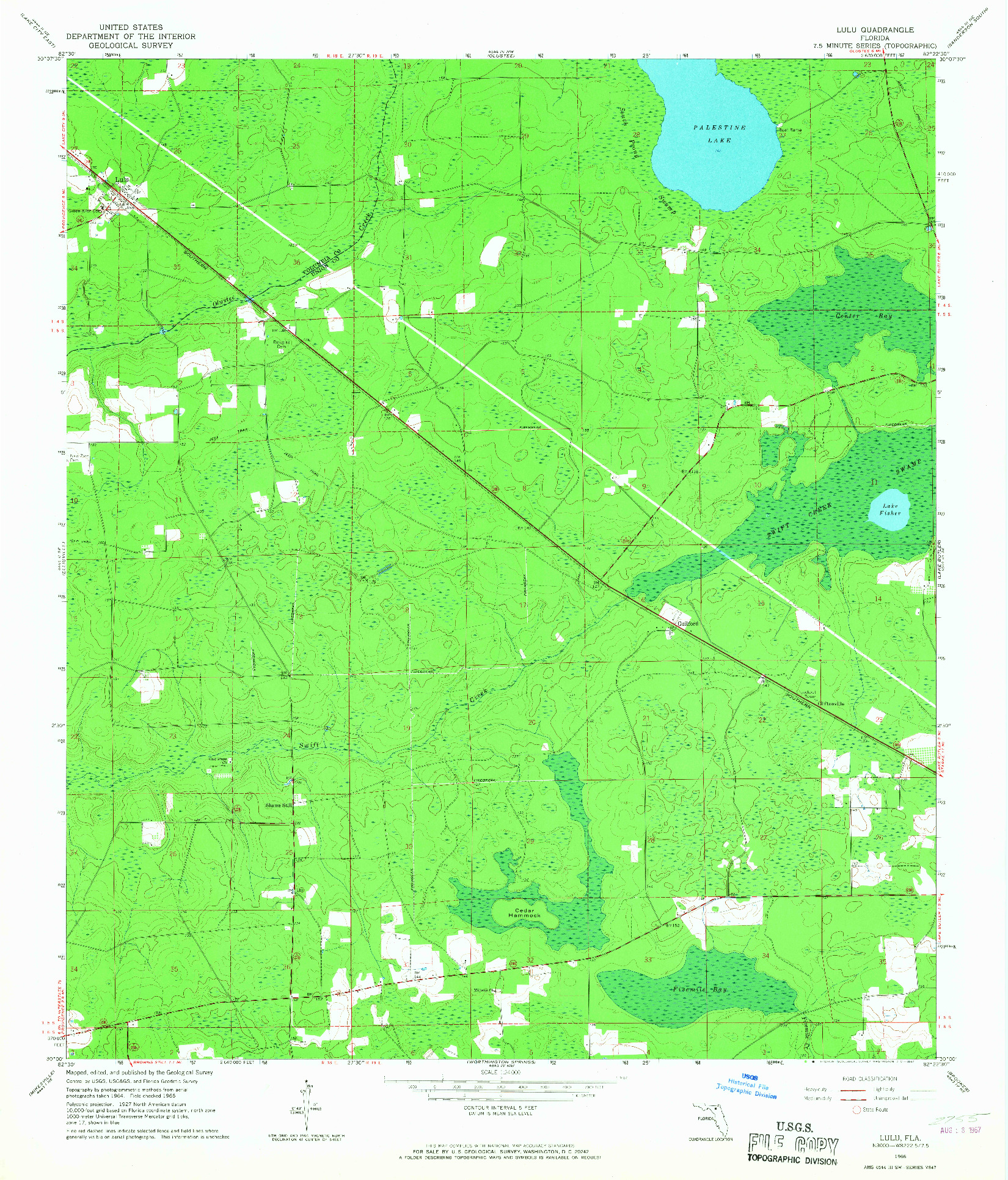 USGS 1:24000-SCALE QUADRANGLE FOR LULU, FL 1966