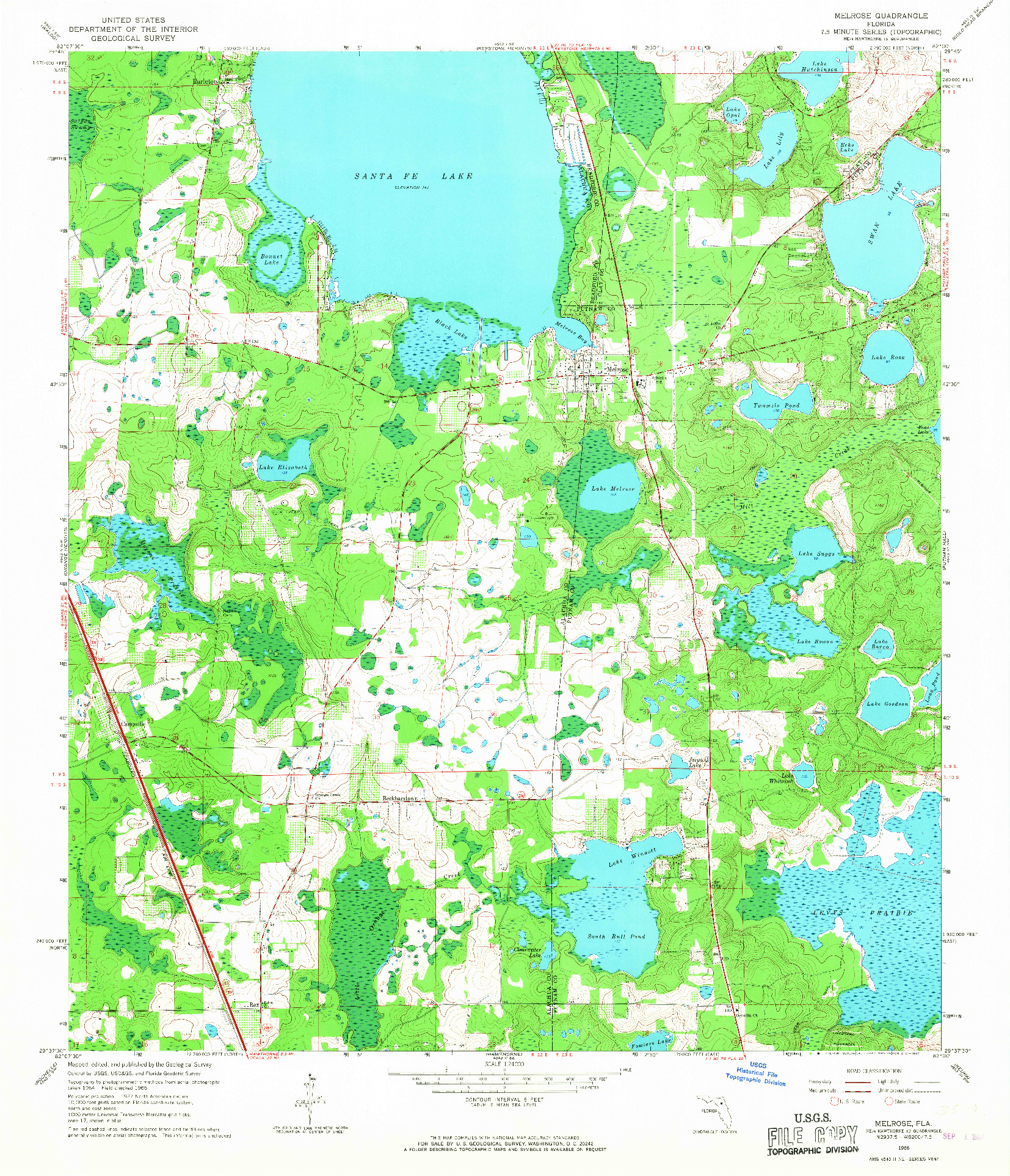 USGS 1:24000-SCALE QUADRANGLE FOR MELROSE, FL 1966