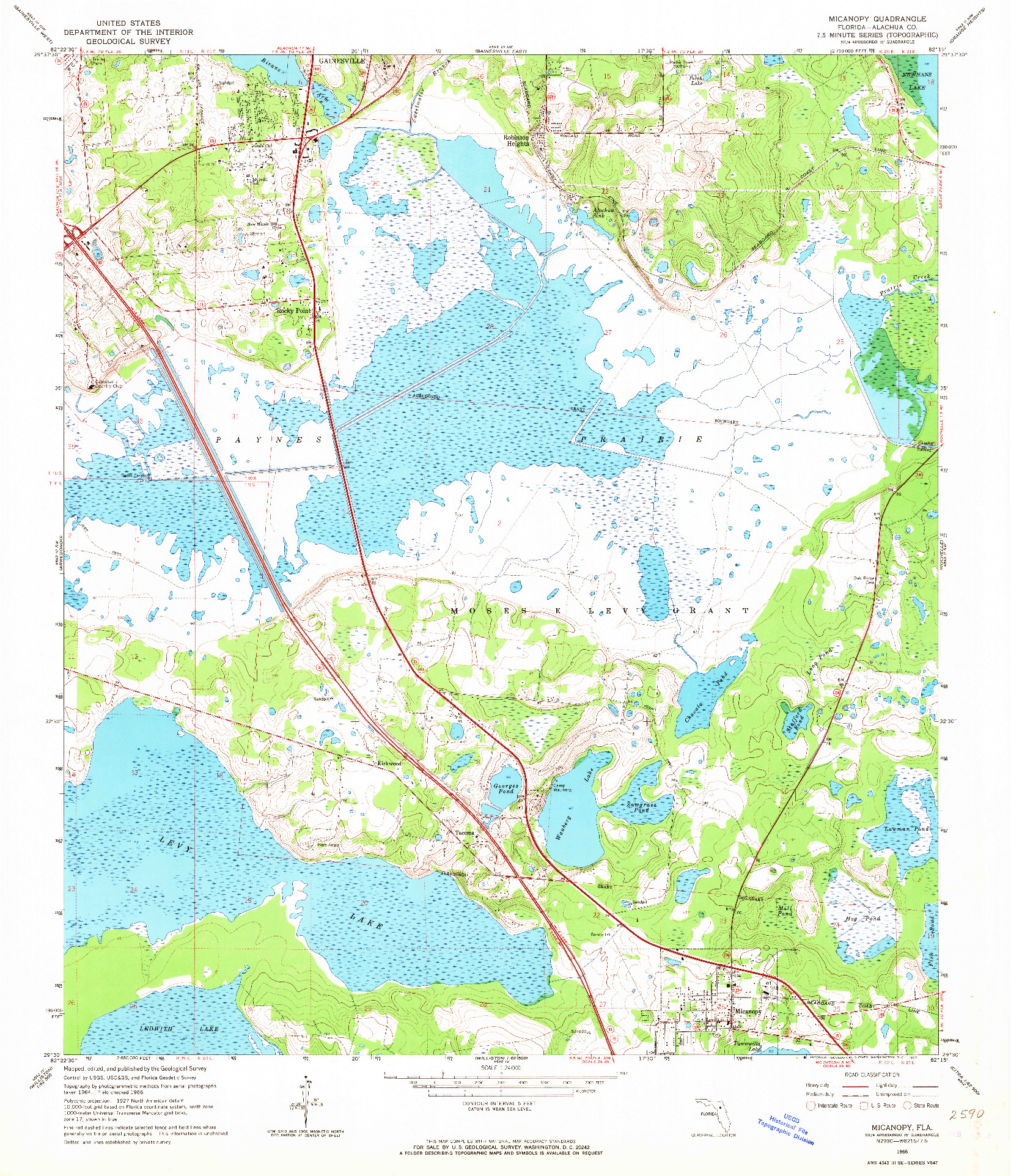 USGS 1:24000-SCALE QUADRANGLE FOR MICANOPY, FL 1966