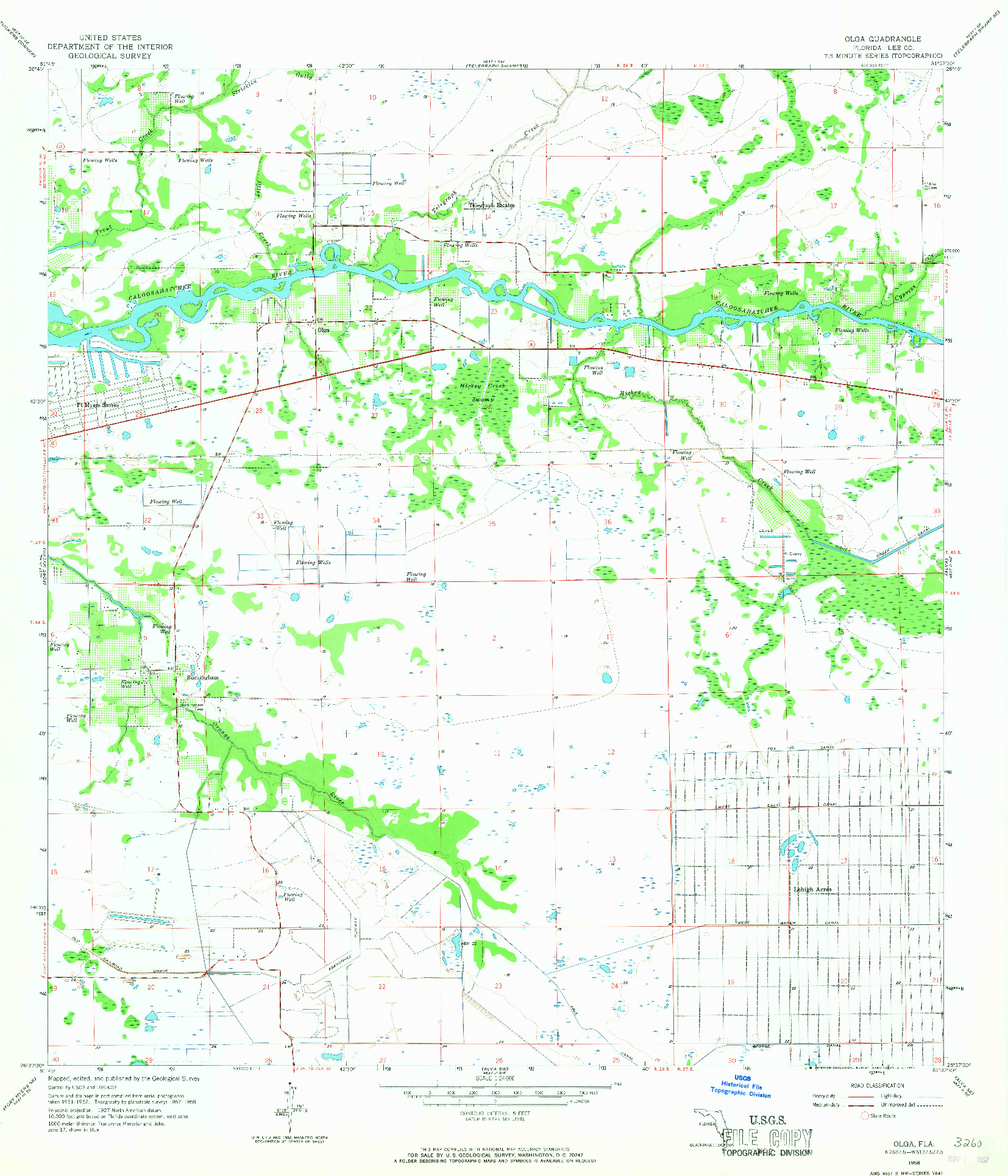 USGS 1:24000-SCALE QUADRANGLE FOR OLGA, FL 1958