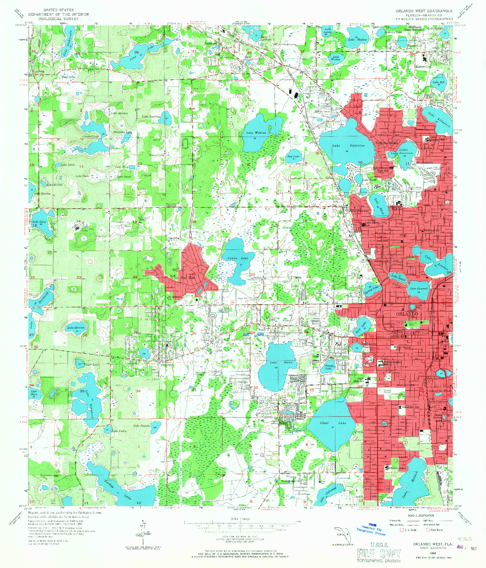 USGS 1:24000-SCALE QUADRANGLE FOR ORLANDO WEST, FL 1956