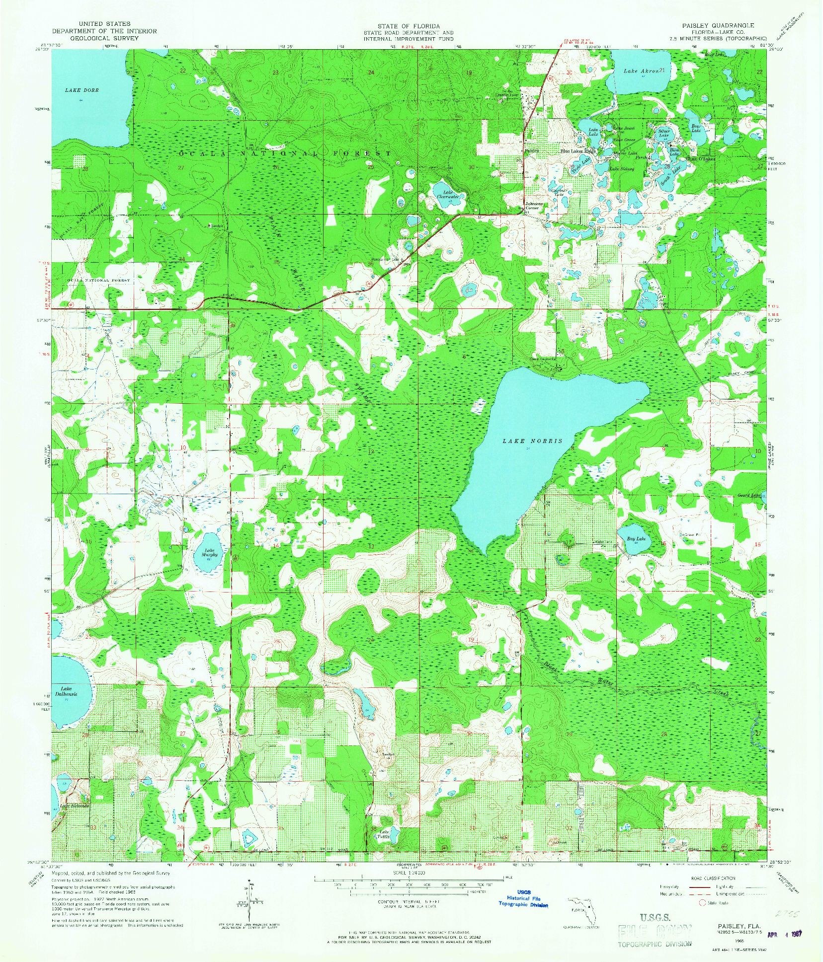 USGS 1:24000-SCALE QUADRANGLE FOR PAISLEY, FL 1965