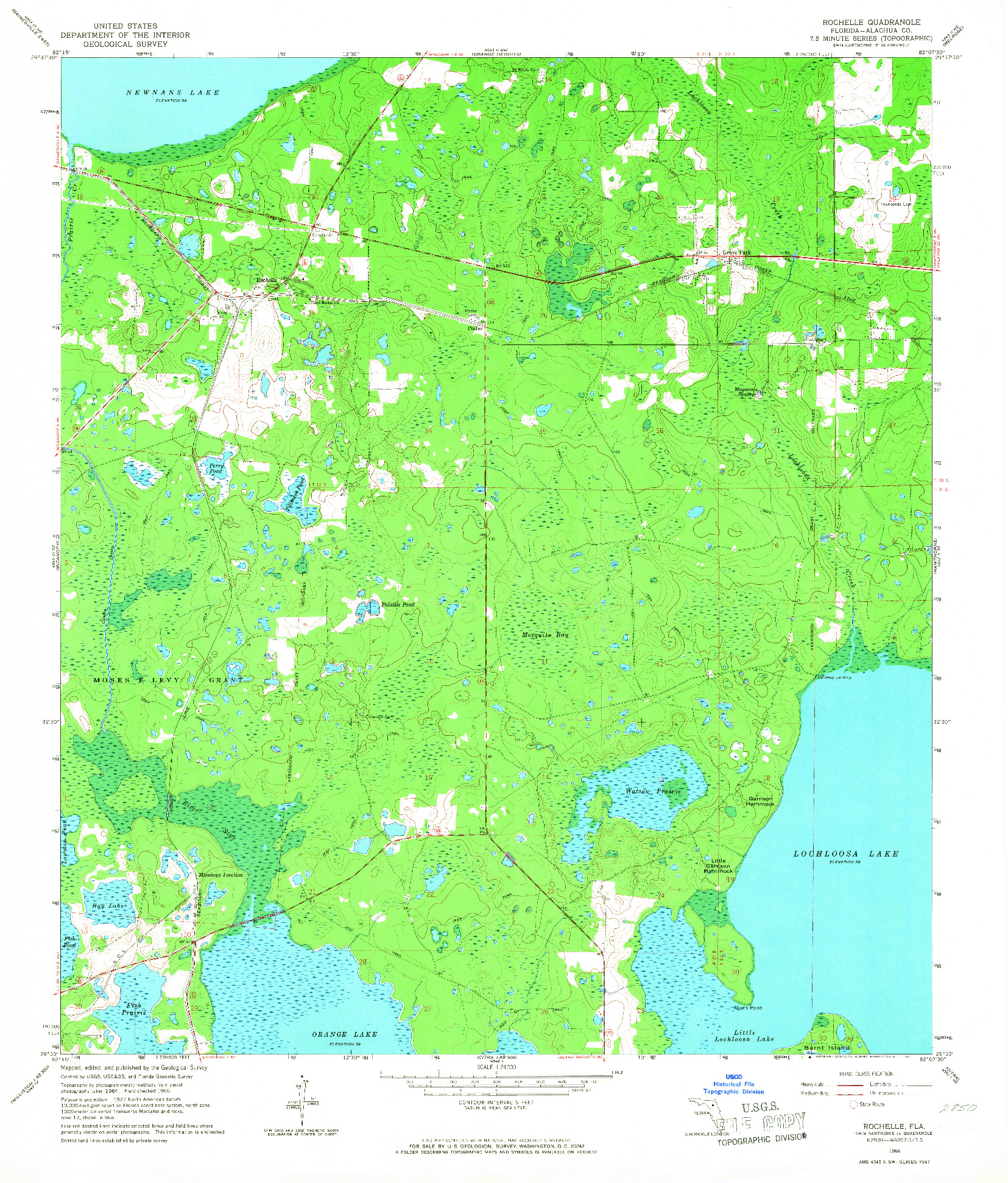 USGS 1:24000-SCALE QUADRANGLE FOR ROCHELLE, FL 1966