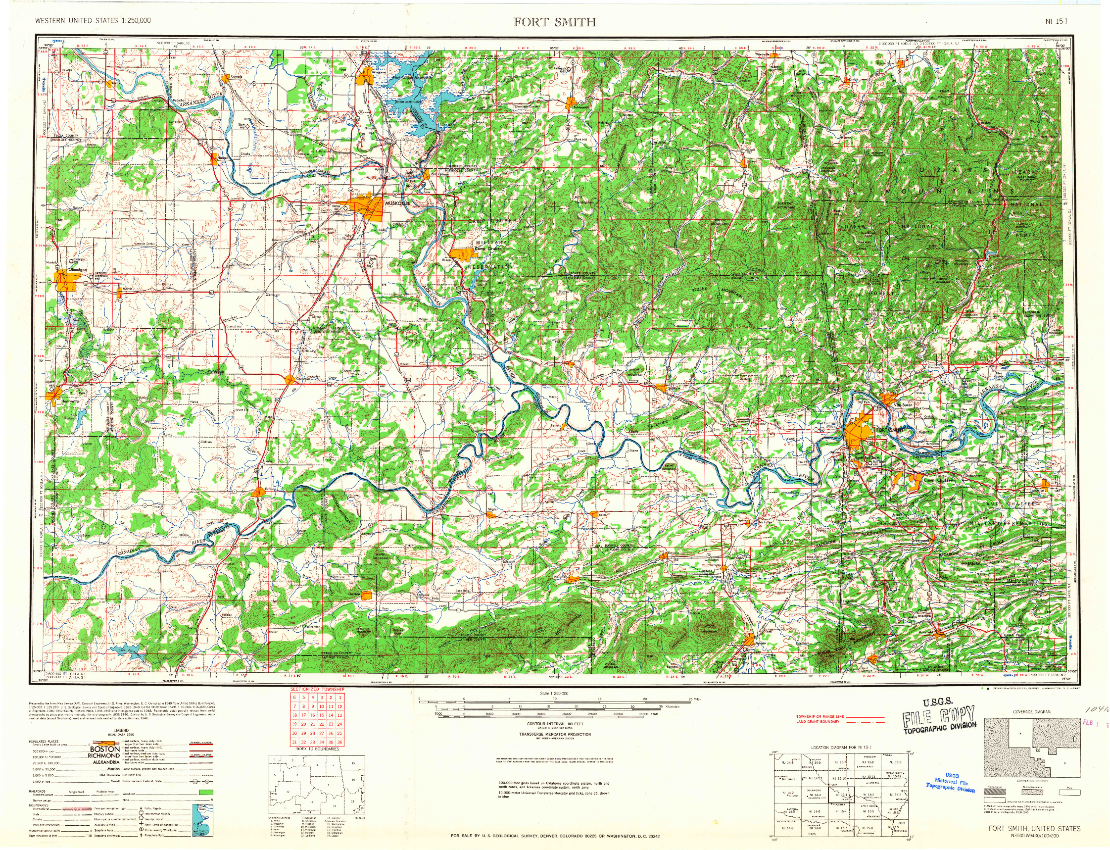 USGS 1:250000-SCALE QUADRANGLE FOR FORT SMITH, AR 1967