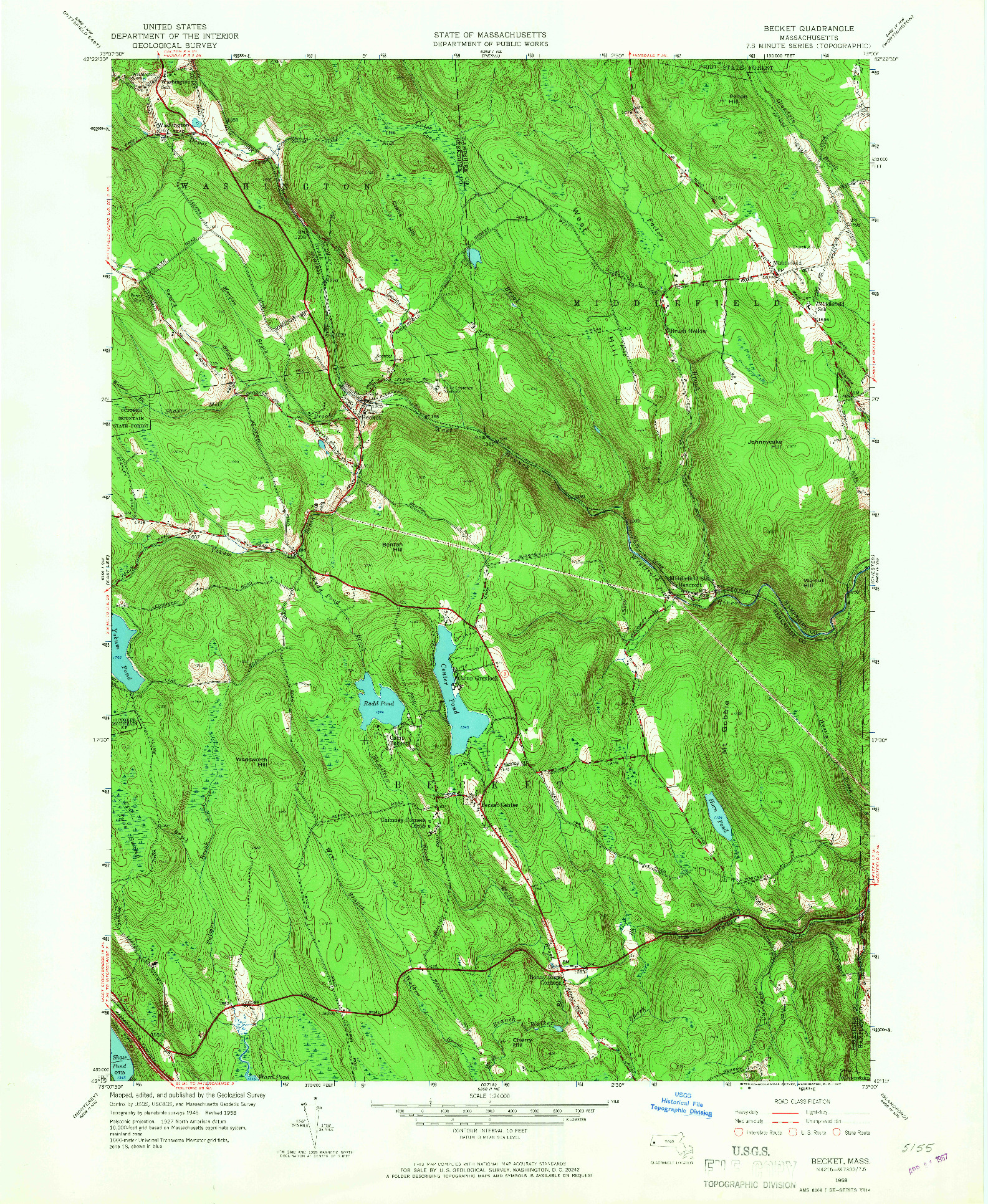 USGS 1:24000-SCALE QUADRANGLE FOR BECKET, MA 1958