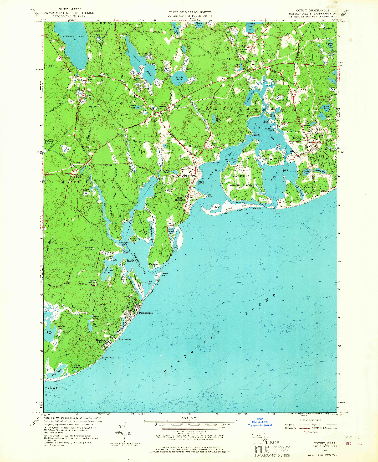USGS 1:24000-SCALE QUADRANGLE FOR COTUIT, MA 1961