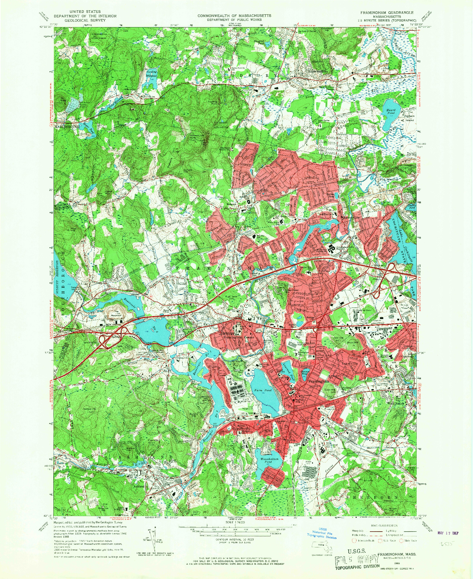 USGS 1:24000-SCALE QUADRANGLE FOR FRAMINGHAM, MA 1965