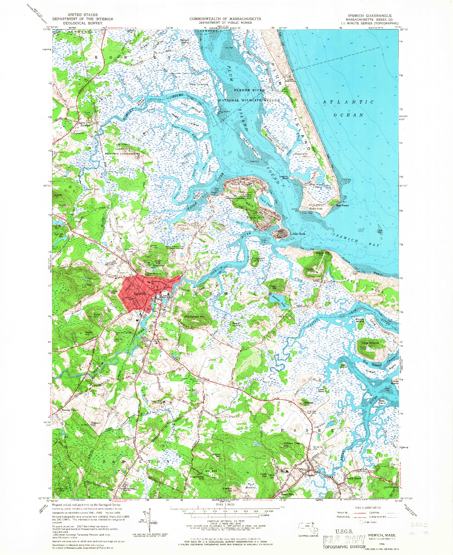 USGS 1:24000-SCALE QUADRANGLE FOR IPSWICH, MA 1966