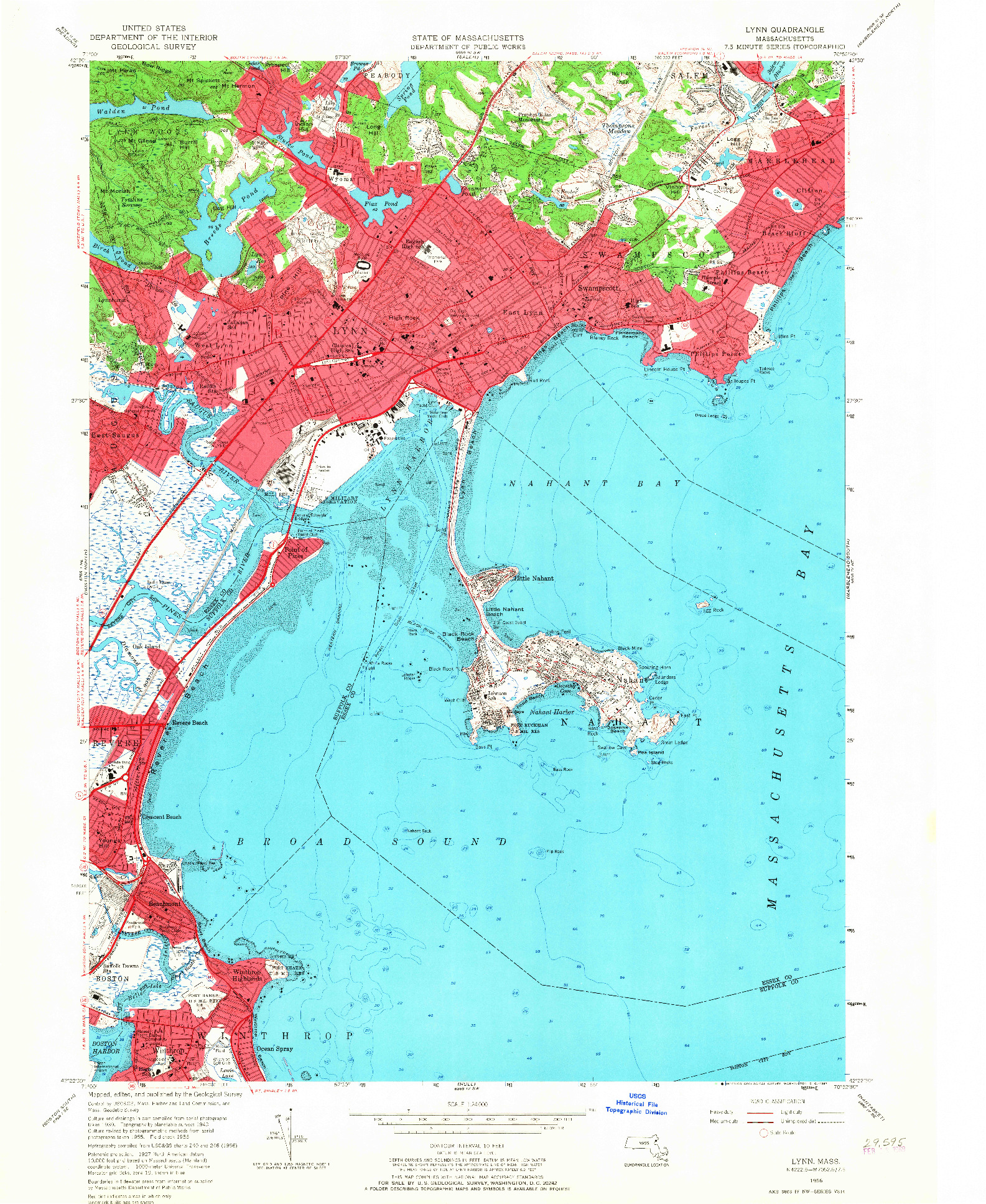 USGS 1:24000-SCALE QUADRANGLE FOR LYNN, MA 1956