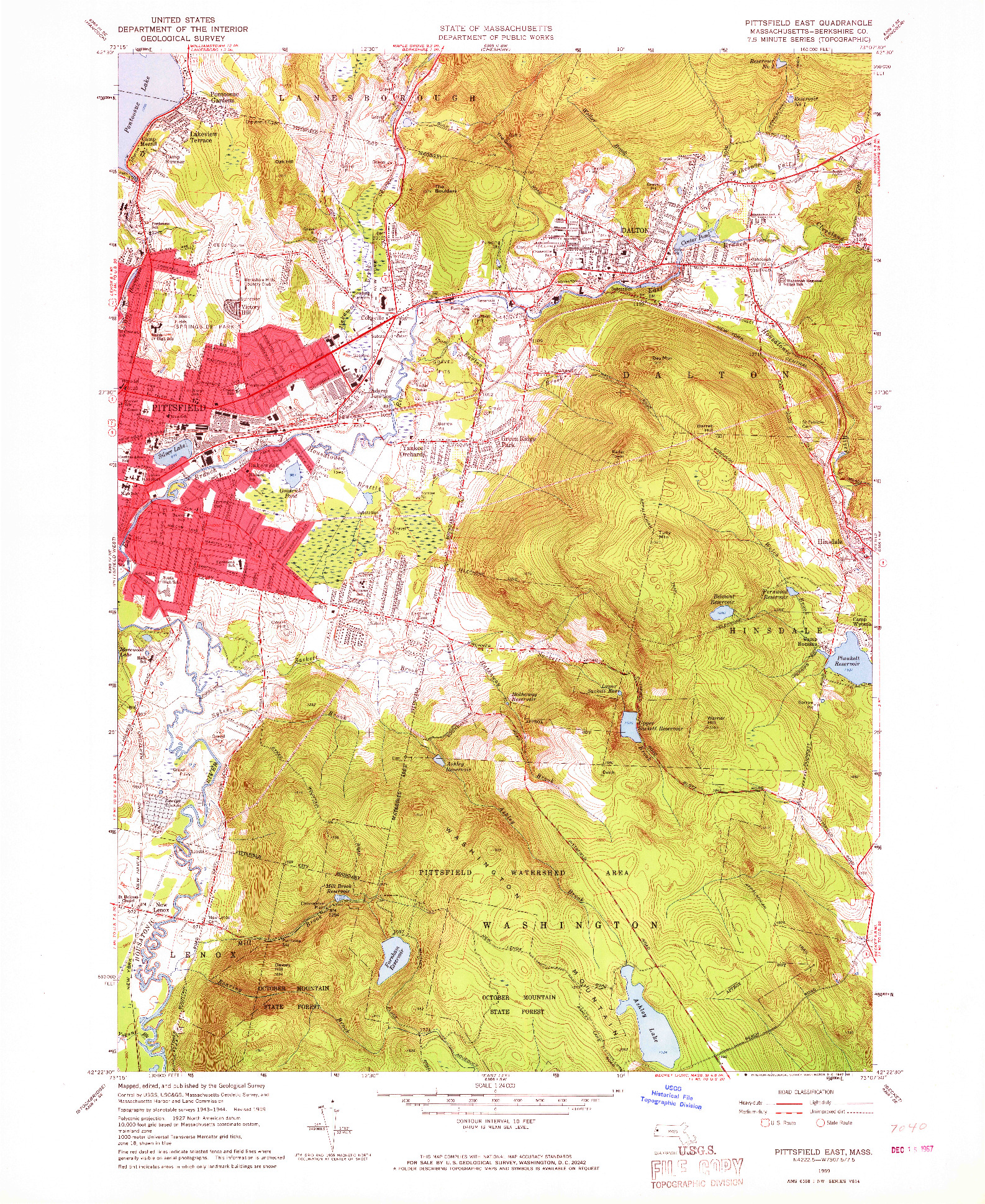 USGS 1:24000-SCALE QUADRANGLE FOR PITTSFIELD EAST, MA 1959