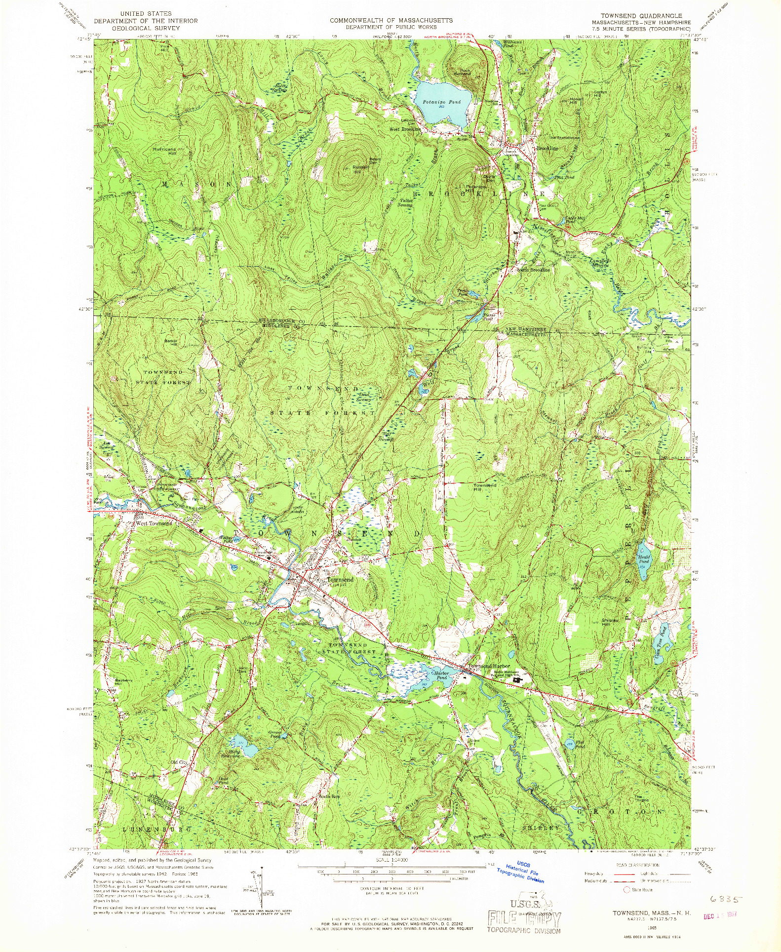 USGS 1:24000-SCALE QUADRANGLE FOR TOWNSEND, MA 1965