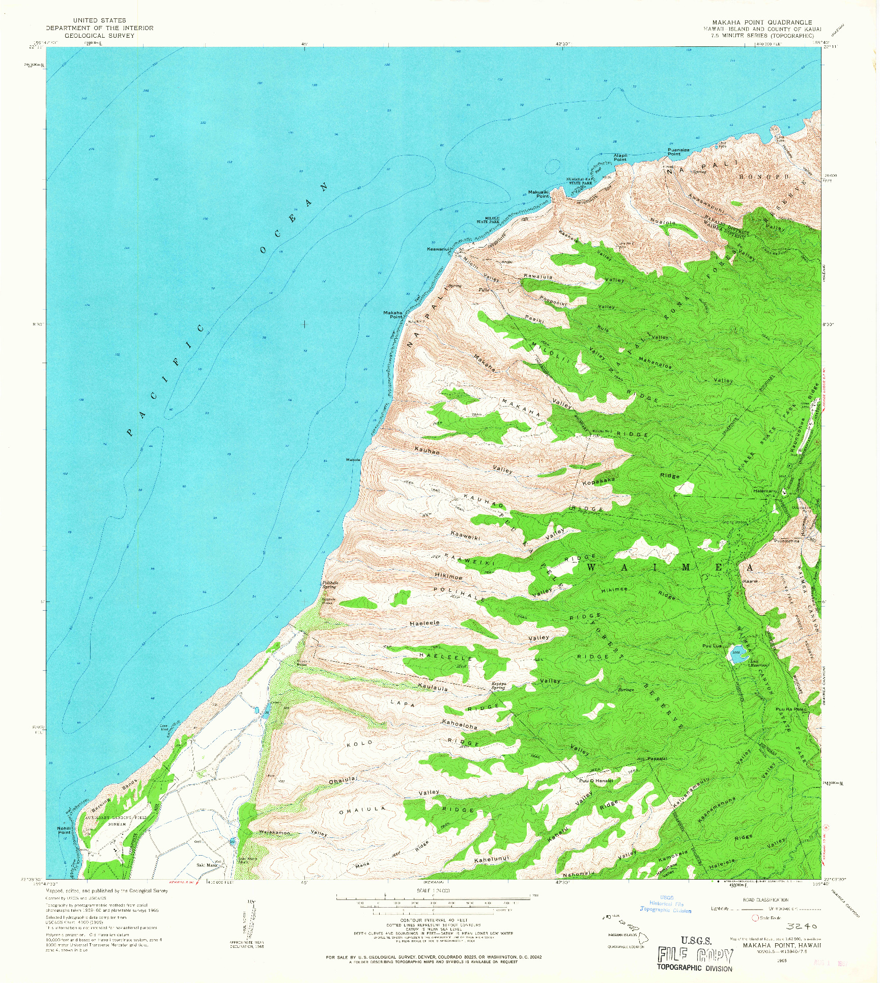 USGS 1:24000-SCALE QUADRANGLE FOR MAKAHA POINT, HI 1965