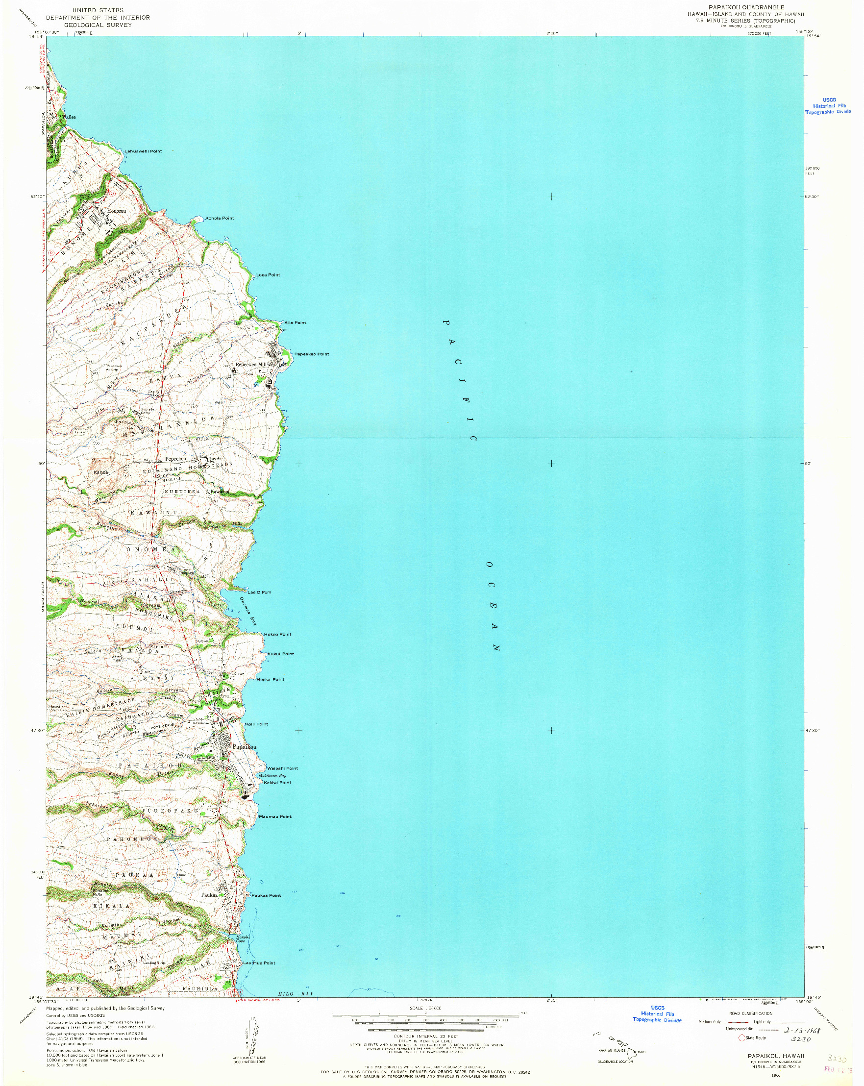 USGS 1:24000-SCALE QUADRANGLE FOR PAPAIKOU, HI 1966