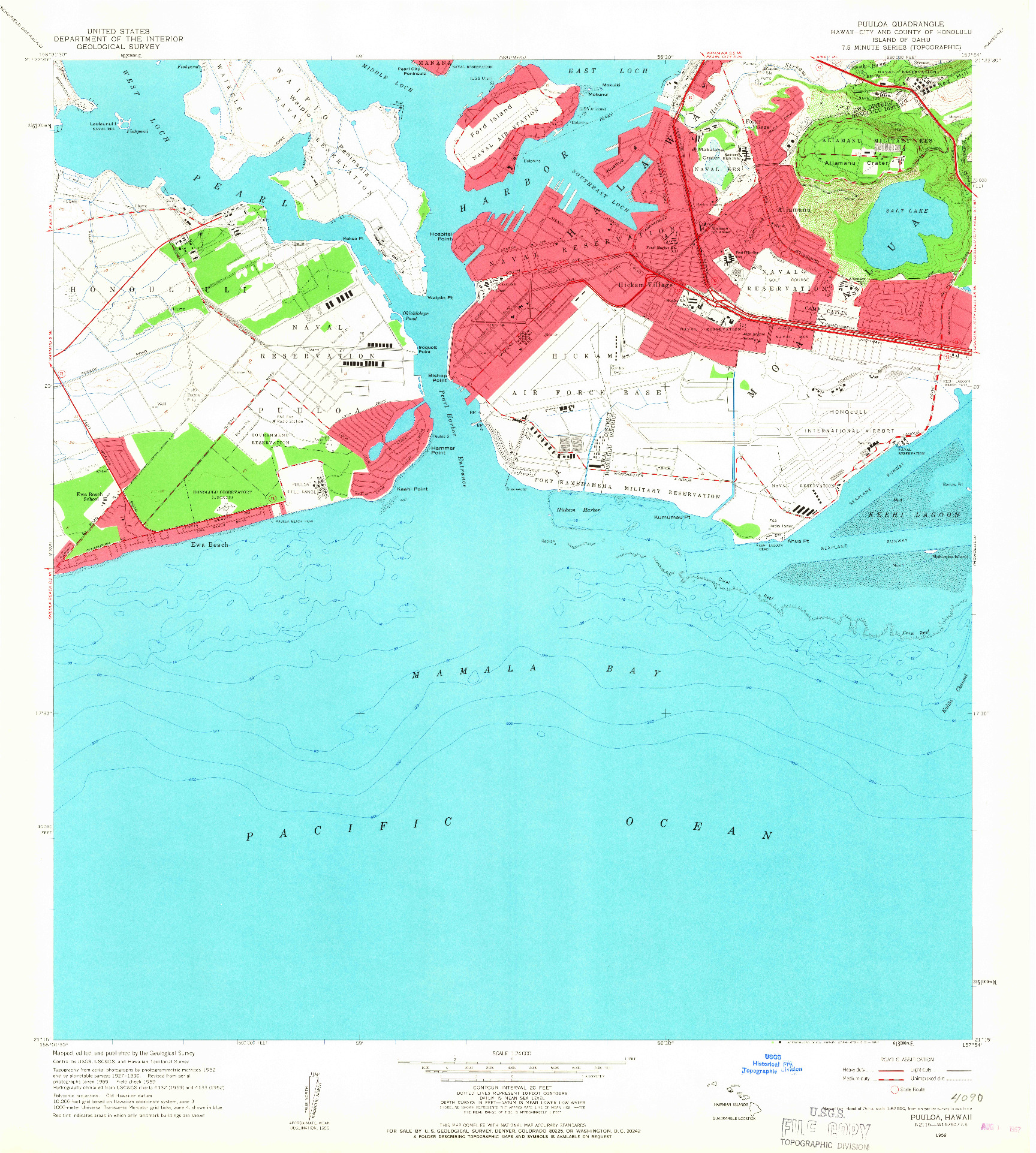 USGS 1:24000-SCALE QUADRANGLE FOR PUULOA, HI 1959