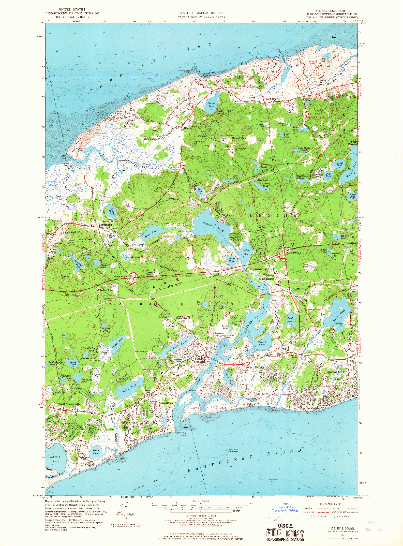 USGS 1:24000-SCALE QUADRANGLE FOR DENNIS, MA 1961