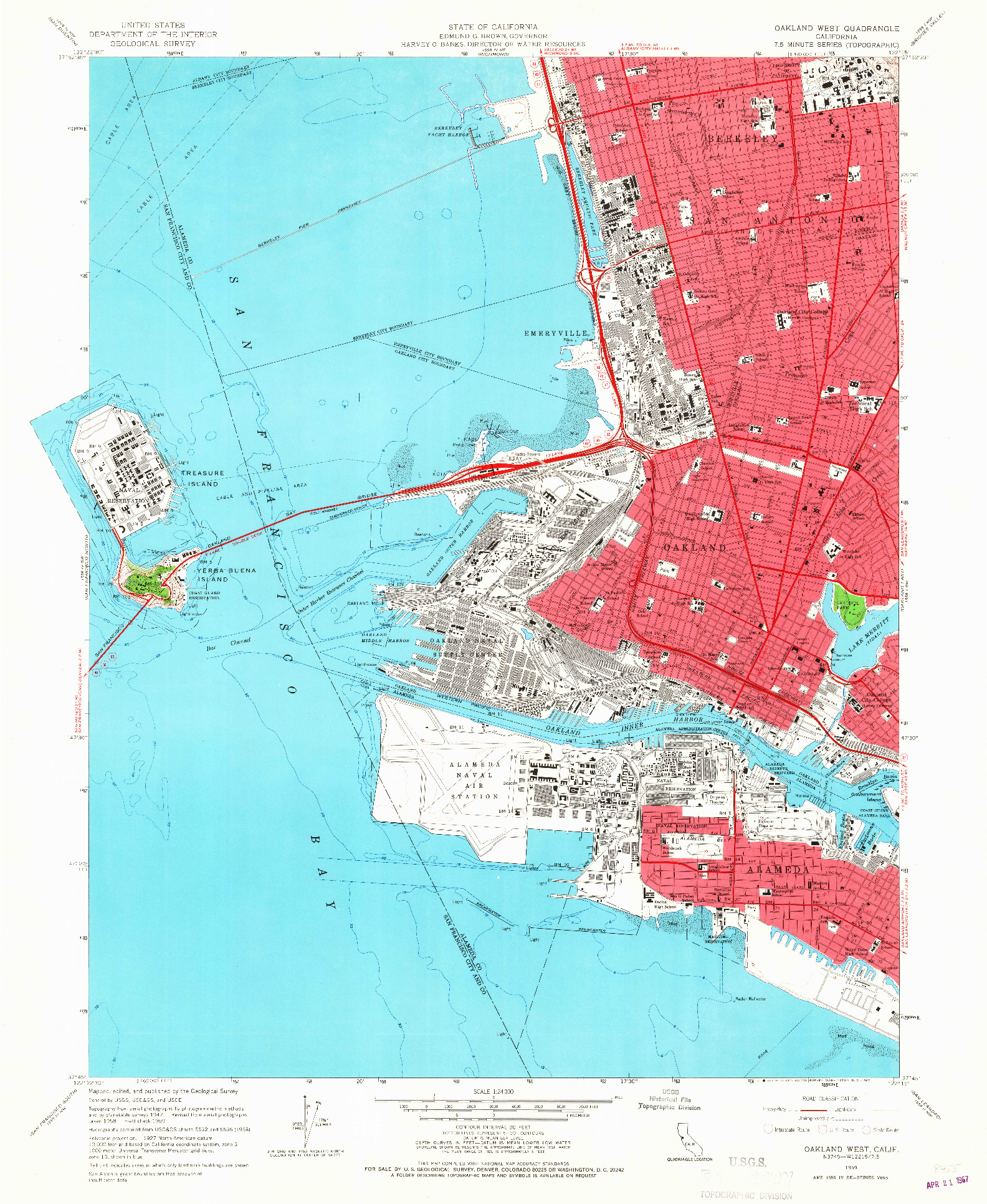 USGS 1:24000-SCALE QUADRANGLE FOR OAKLAND WEST, CA 1959