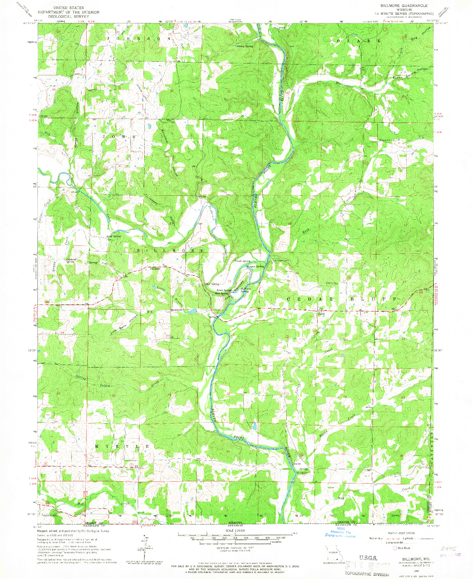 USGS 1:24000-SCALE QUADRANGLE FOR BILLMORE, MO 1966