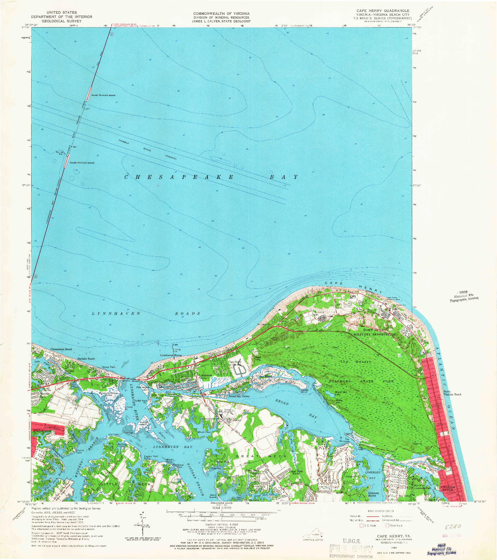 USGS 1:24000-SCALE QUADRANGLE FOR CAPE HENRY, VA 1964