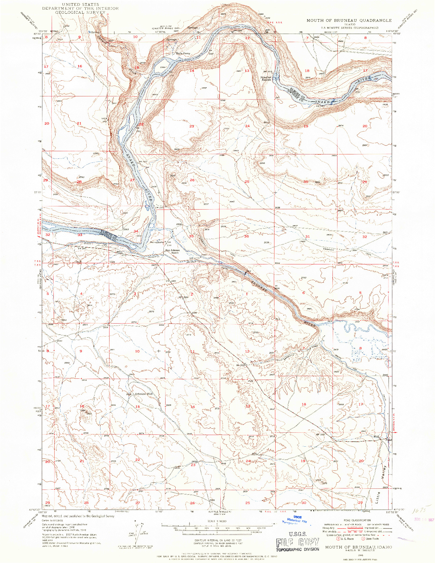 USGS 1:24000-SCALE QUADRANGLE FOR MOUTH OF BRUNEAU, ID 1946