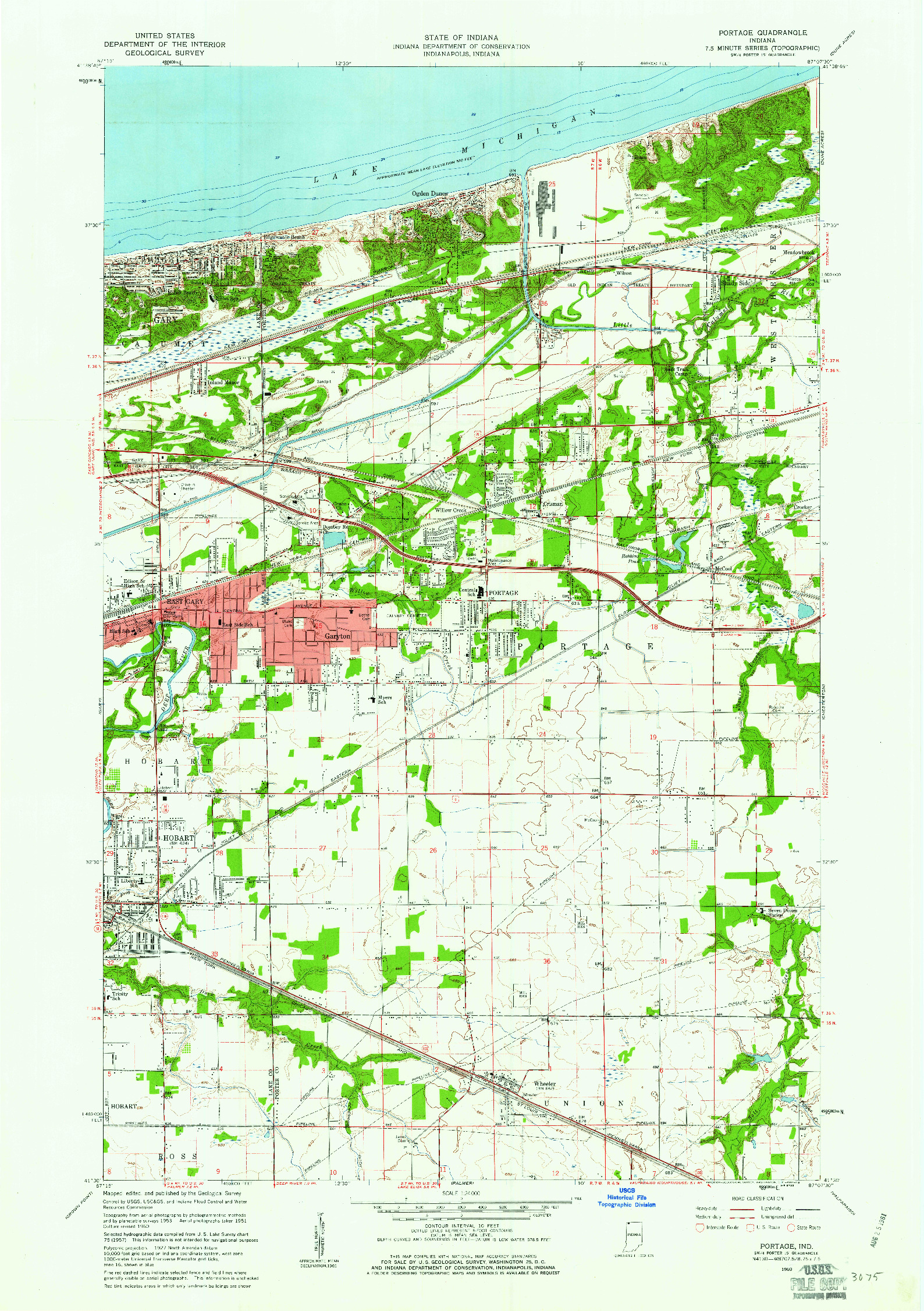 USGS 1:24000-SCALE QUADRANGLE FOR PORTAGE, IN 1960