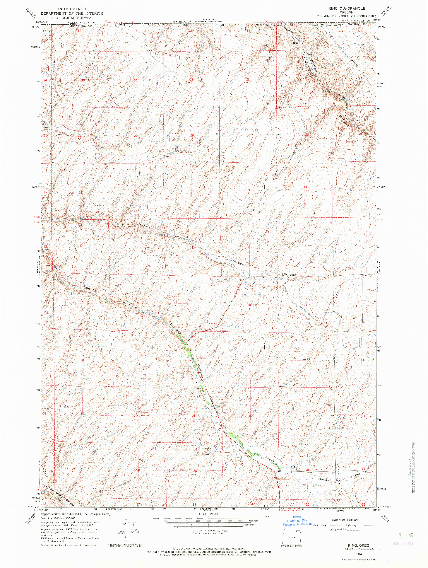 USGS 1:24000-SCALE QUADRANGLE FOR RING, OR 1966