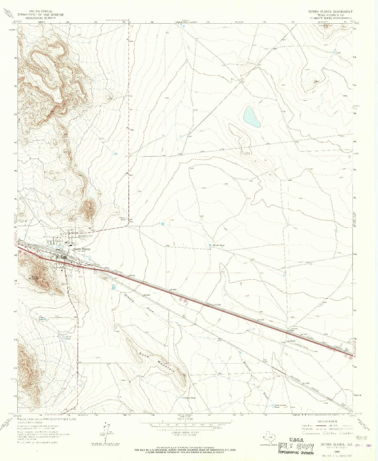 USGS 1:24000-SCALE QUADRANGLE FOR SIERRA BLANCA, TX 1964