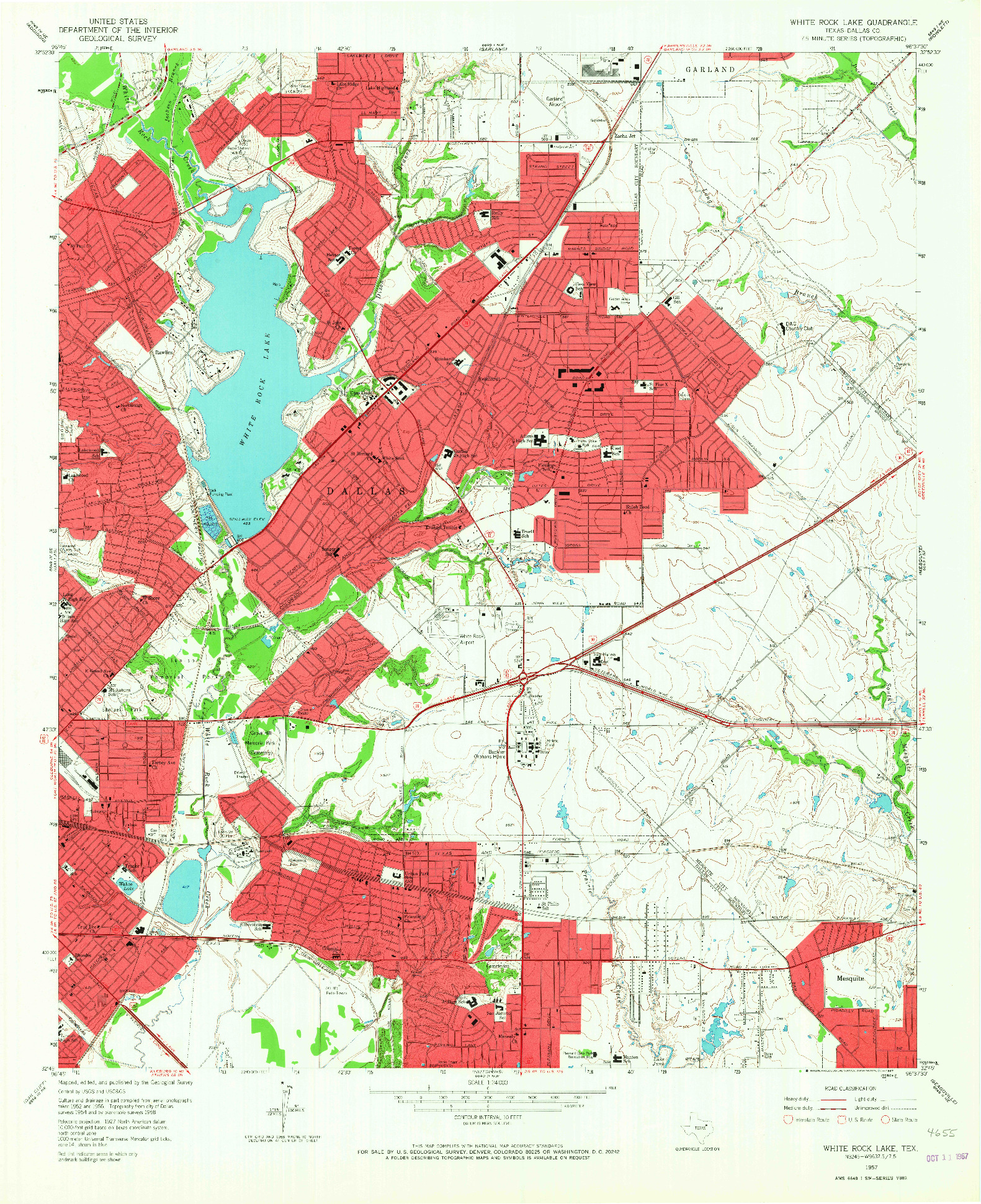 USGS 1:24000-SCALE QUADRANGLE FOR WHITE ROCK LAKE, TX 1957