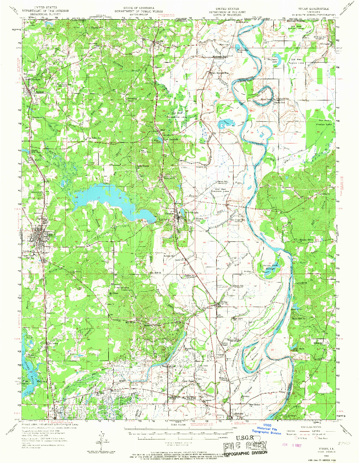 USGS 1:62500-SCALE QUADRANGLE FOR VIVIAN, LA 1956