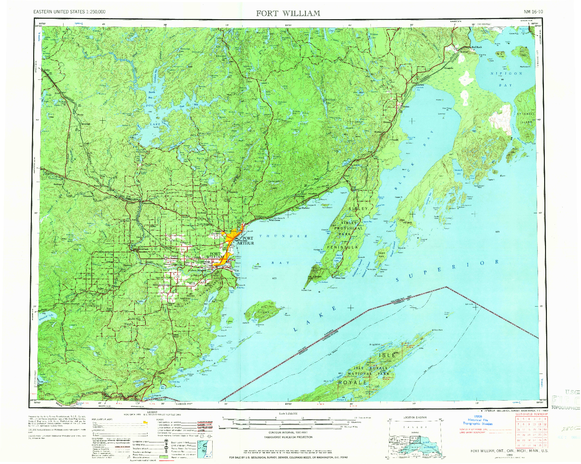 USGS 1:250000-SCALE QUADRANGLE FOR FORT WILLIAM, MI 1959