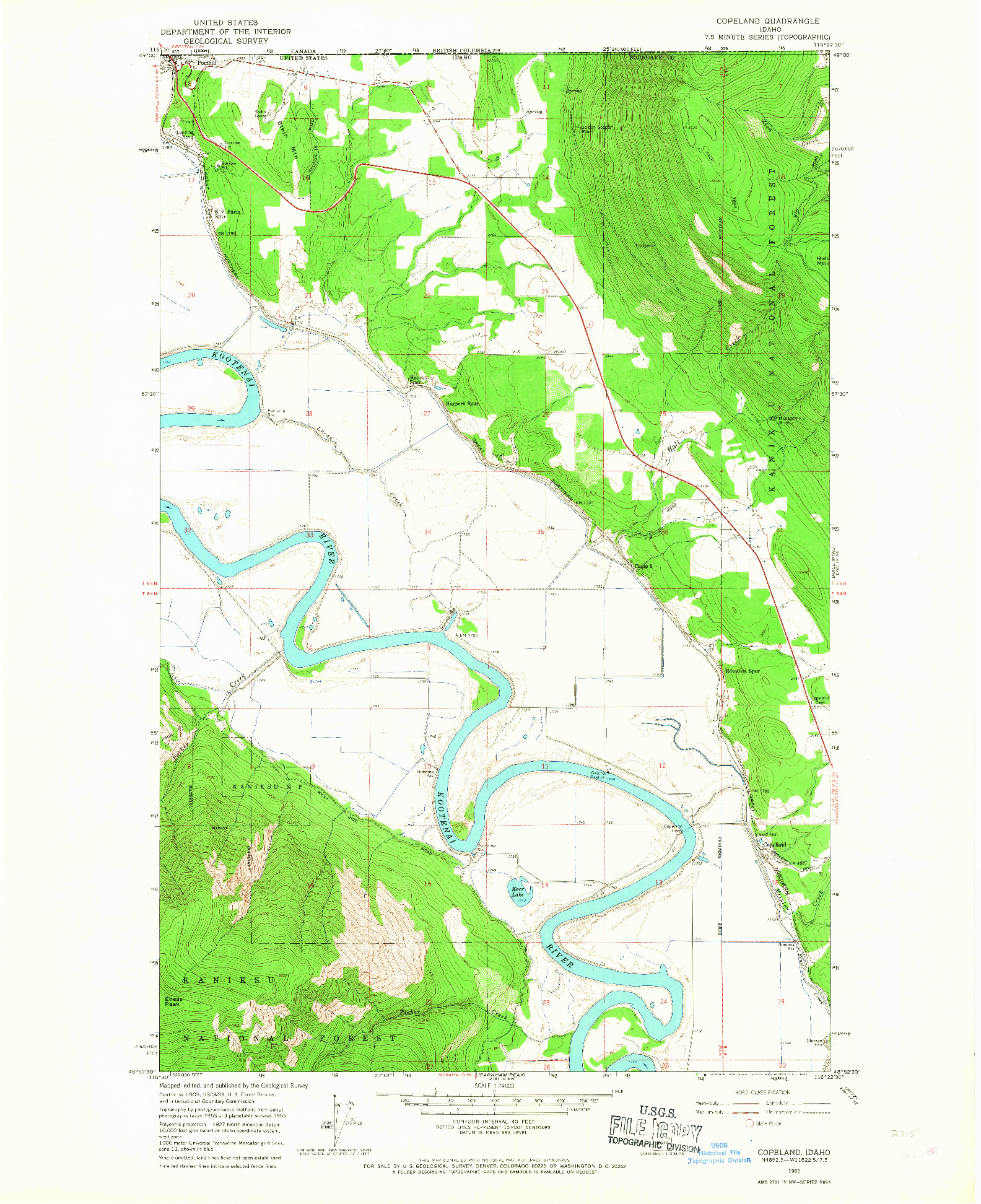 USGS 1:24000-SCALE QUADRANGLE FOR COPELAND, ID 1965