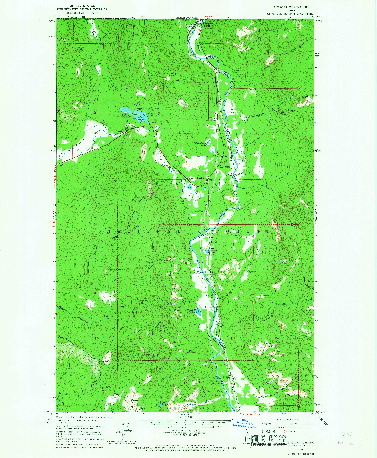 USGS 1:24000-SCALE QUADRANGLE FOR EASTPORT, ID 1965