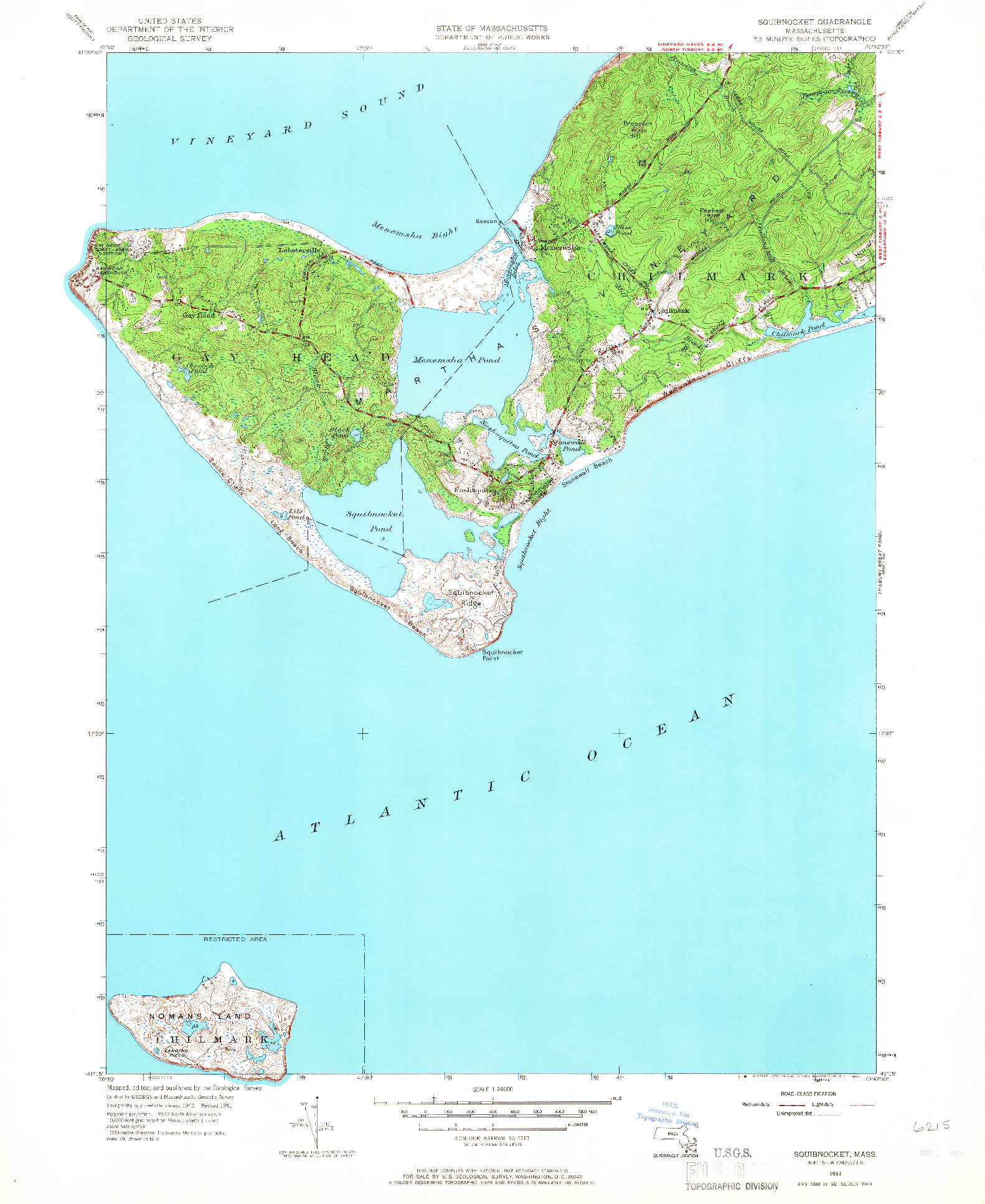 USGS 1:24000-SCALE QUADRANGLE FOR SQUIBNOCKET, MA 1951