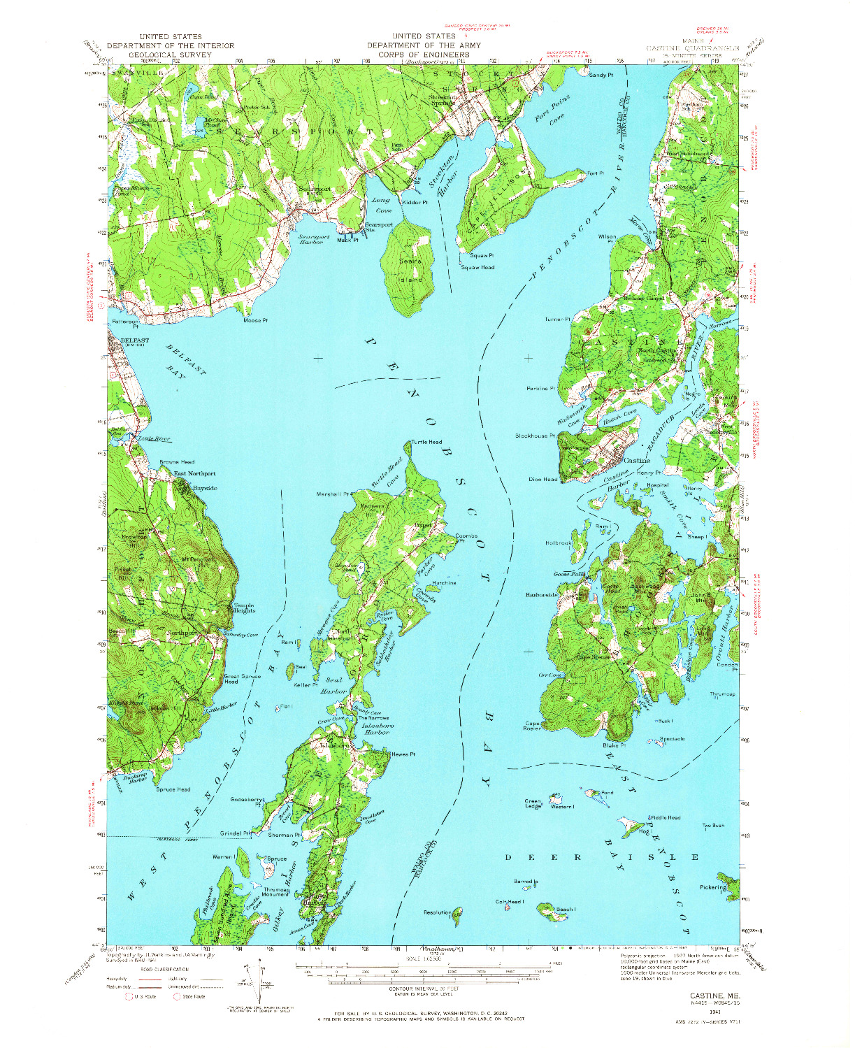 USGS 1:62500-SCALE QUADRANGLE FOR CASTINE, ME 1941