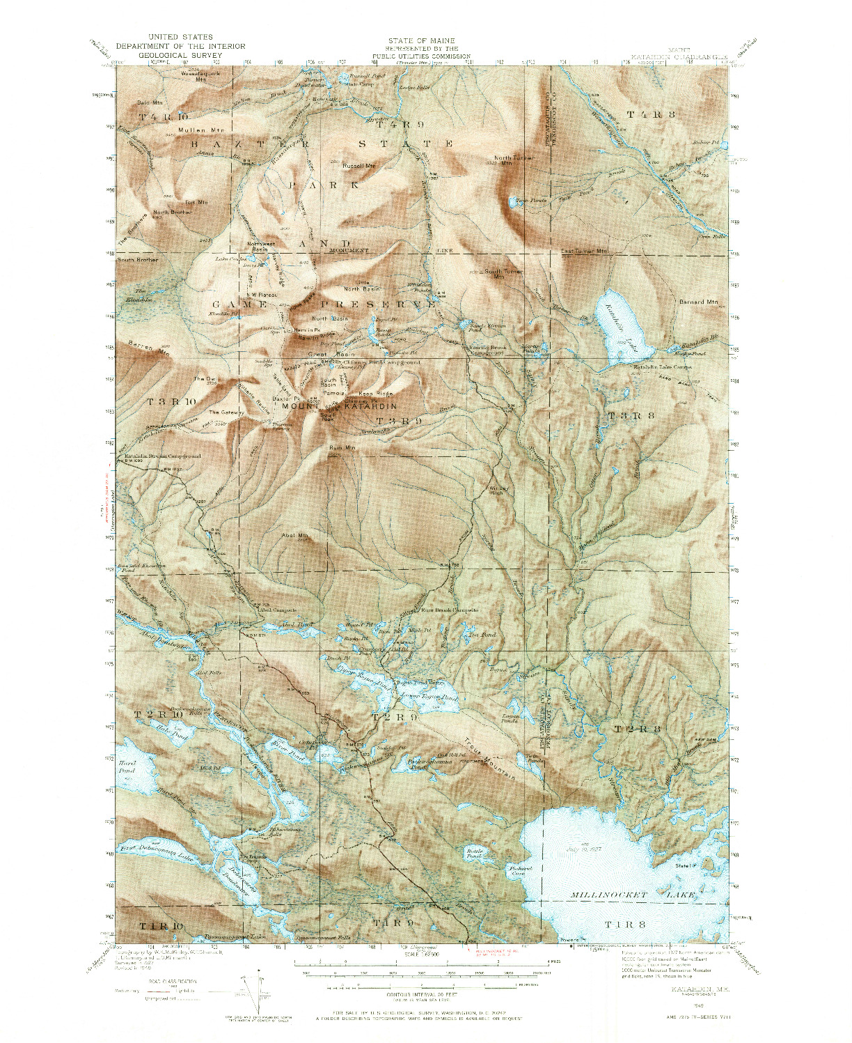 USGS 1:62500-SCALE QUADRANGLE FOR KATAHDIN, ME 1949