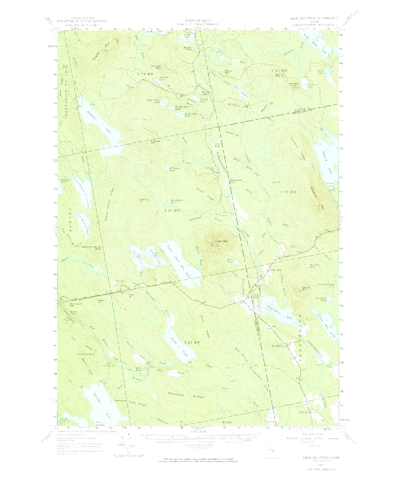 USGS 1:62500-SCALE QUADRANGLE FOR LEAD MOUNTAIN, ME 1957